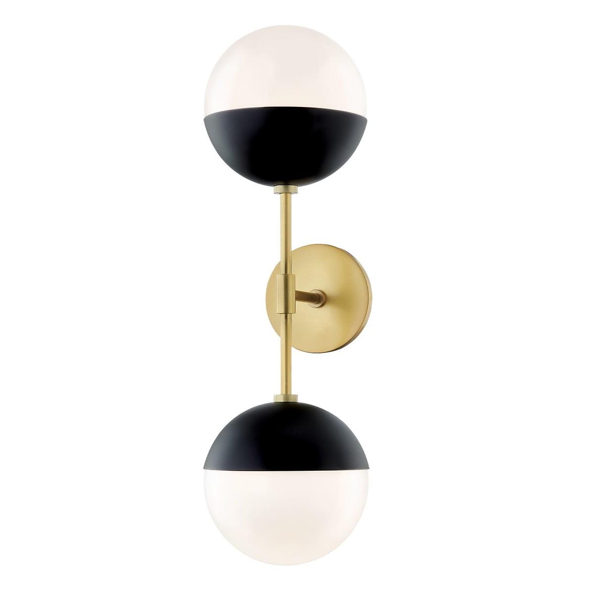 Renee Aged Brass & Black Dimmable Dual Globe Wall Sconce