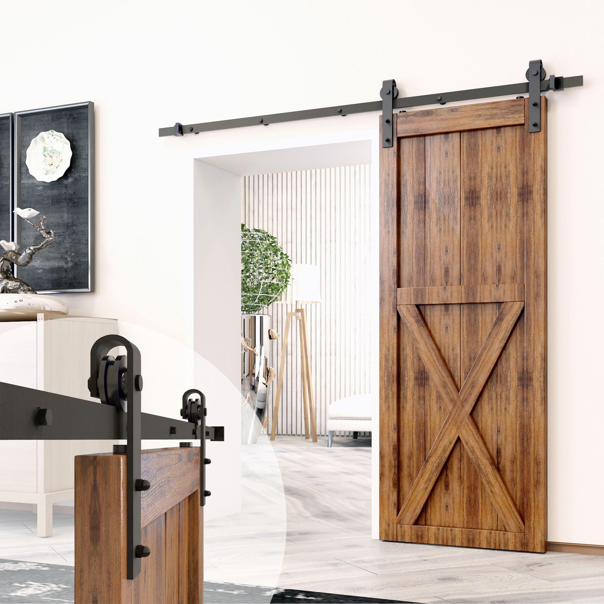 12ft Rustic Black Sliding Barn Door Hardware Kit