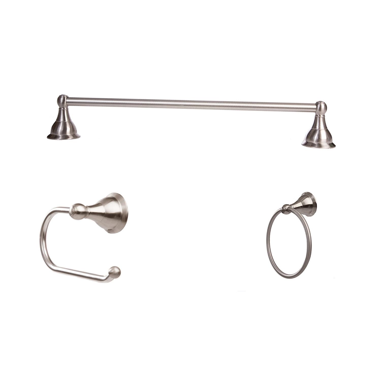 Satin Nickel 3-Piece Bathroom Accessory Set with Euro Style Holder