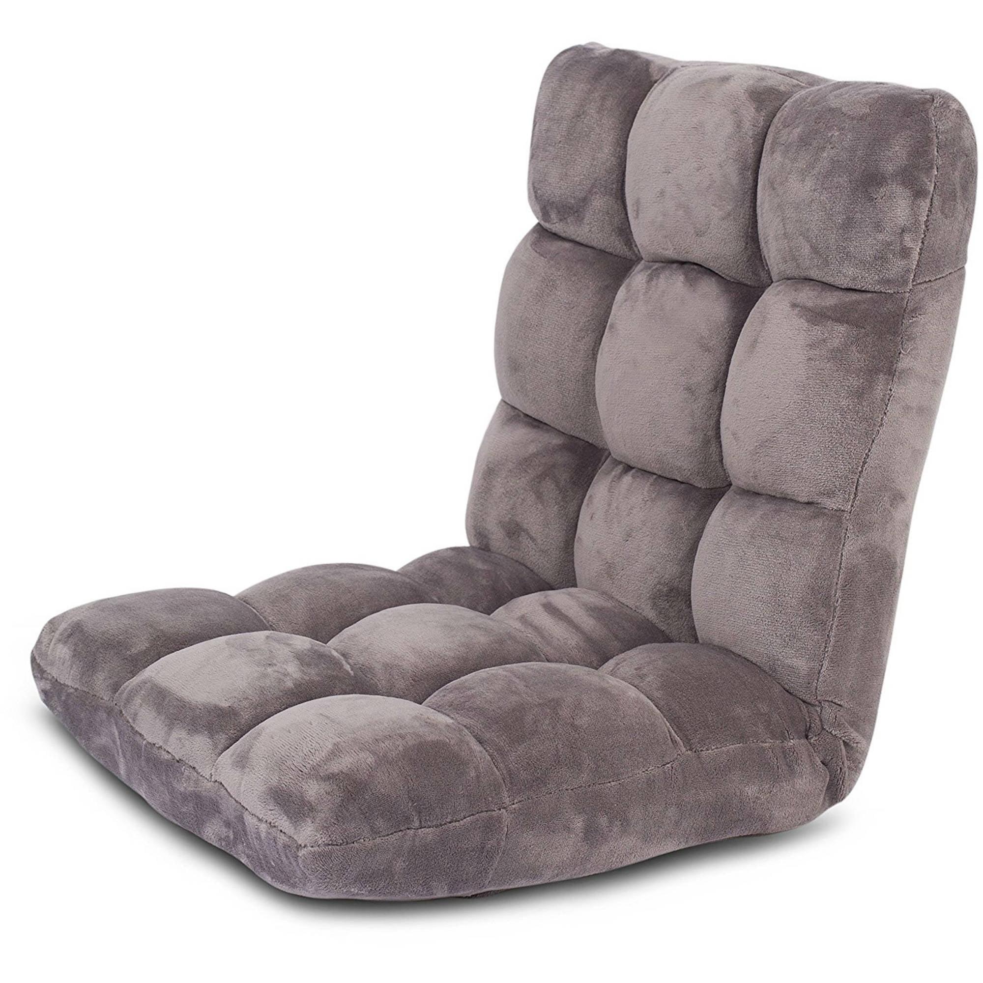 Plush Gray Memory Foam Multi-Position Floor Chair