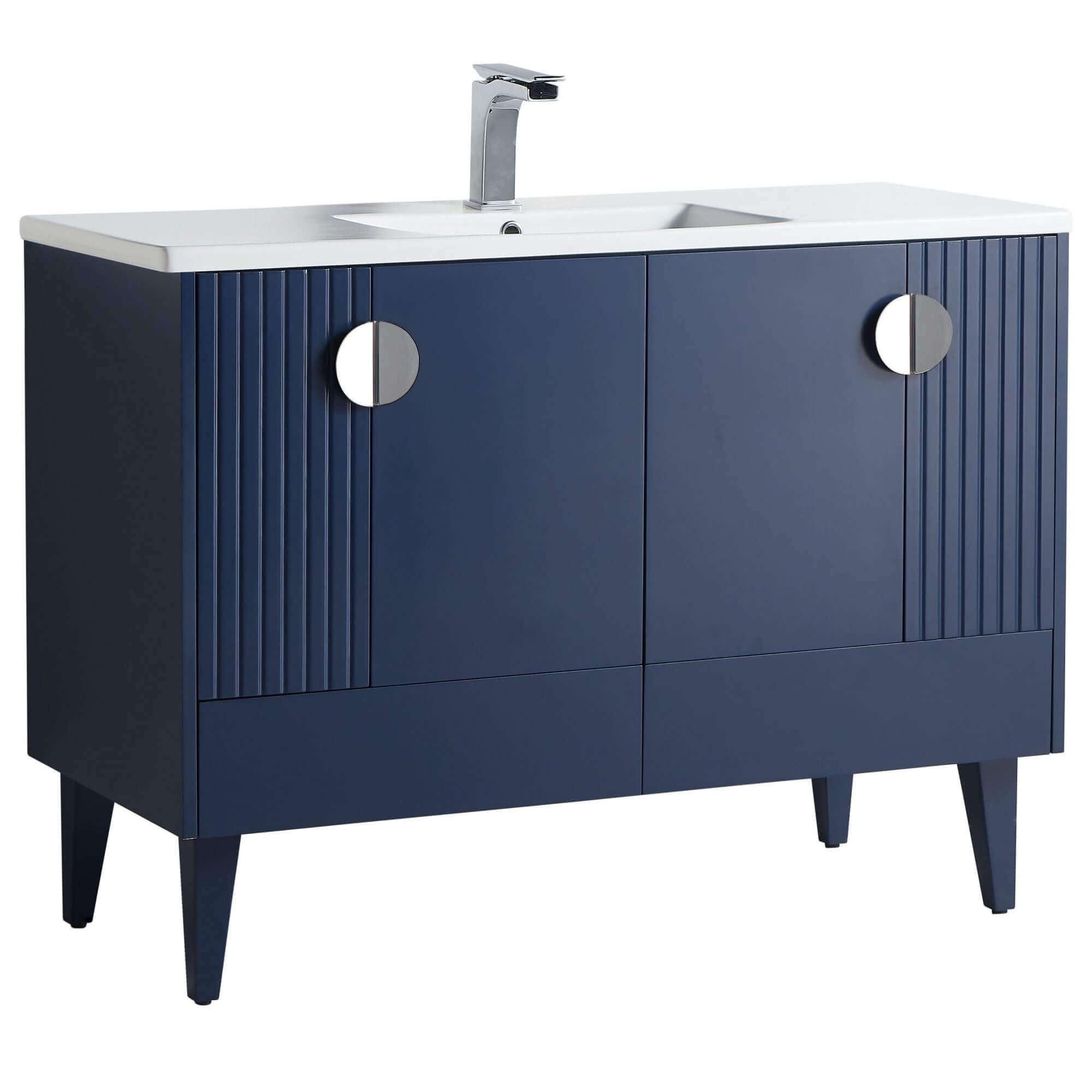 Venezian 48" Navy Blue Single Bathroom Vanity with Chrome Handles