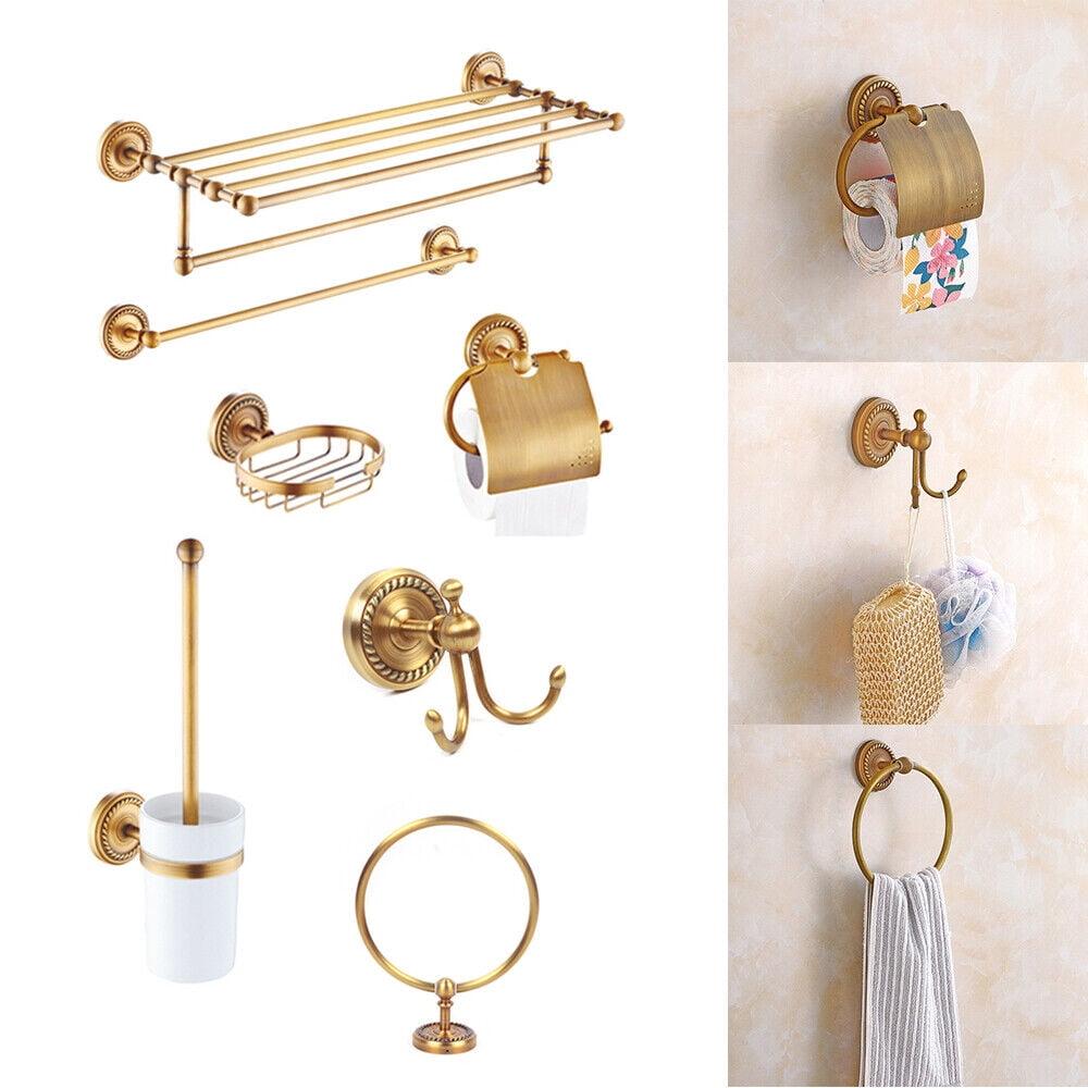 Vintage Gold Copper 7-Piece Bathroom Hardware Set