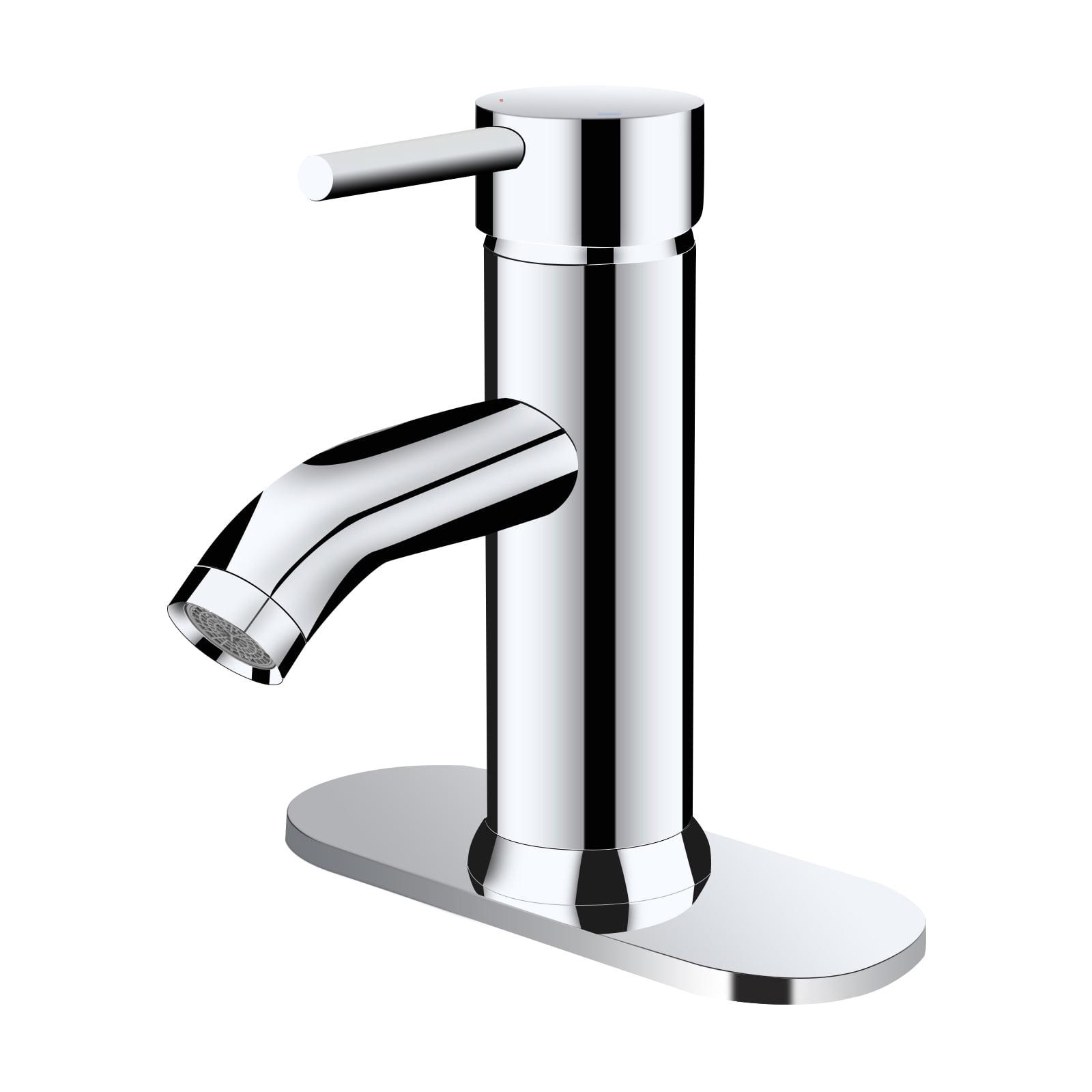 Polished Chrome Single-Handle Bathroom Faucet with Drain Assembly