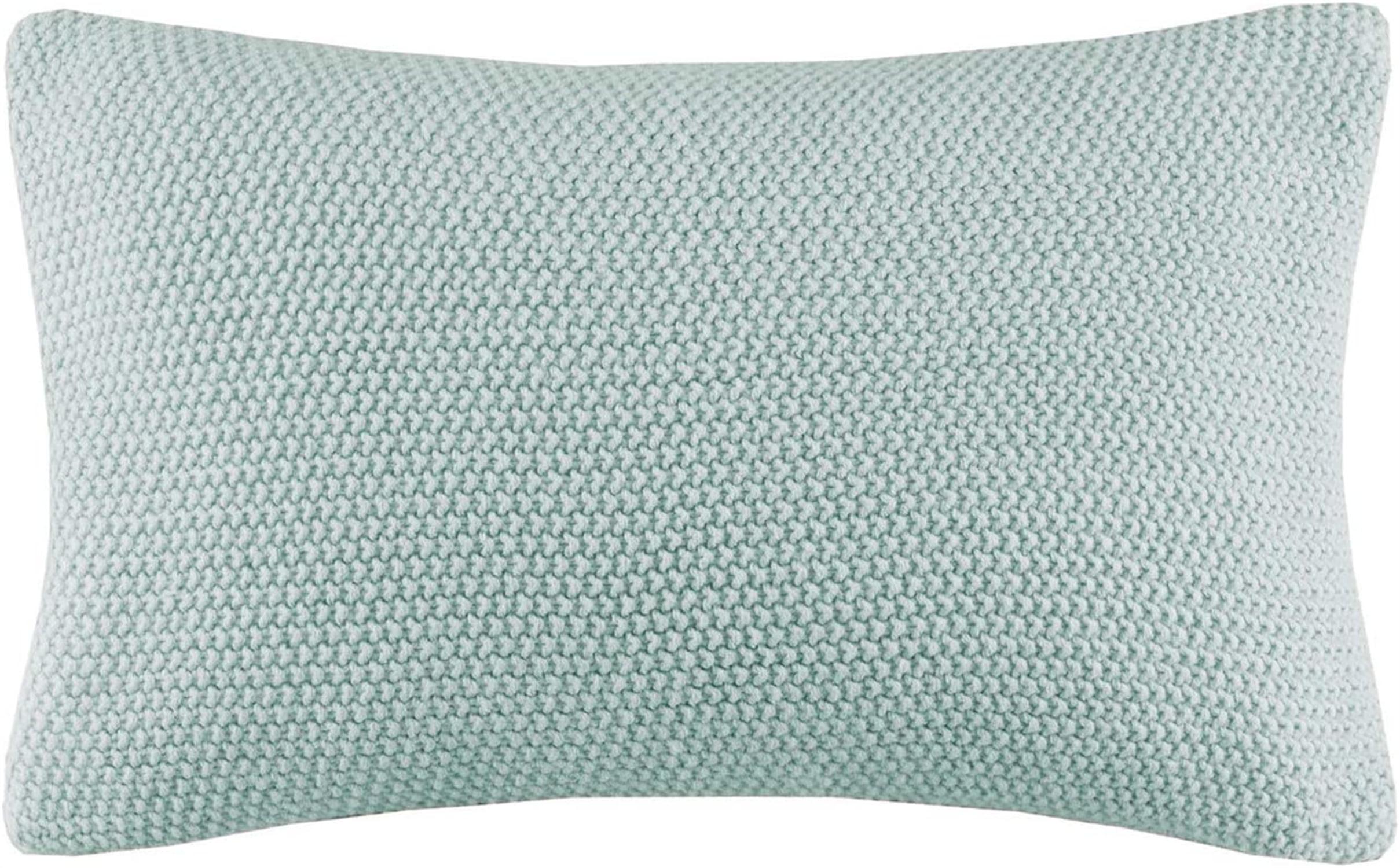 Breezy Light Blue Chunky Knit Euro Pillow Cover - 12" x 20"