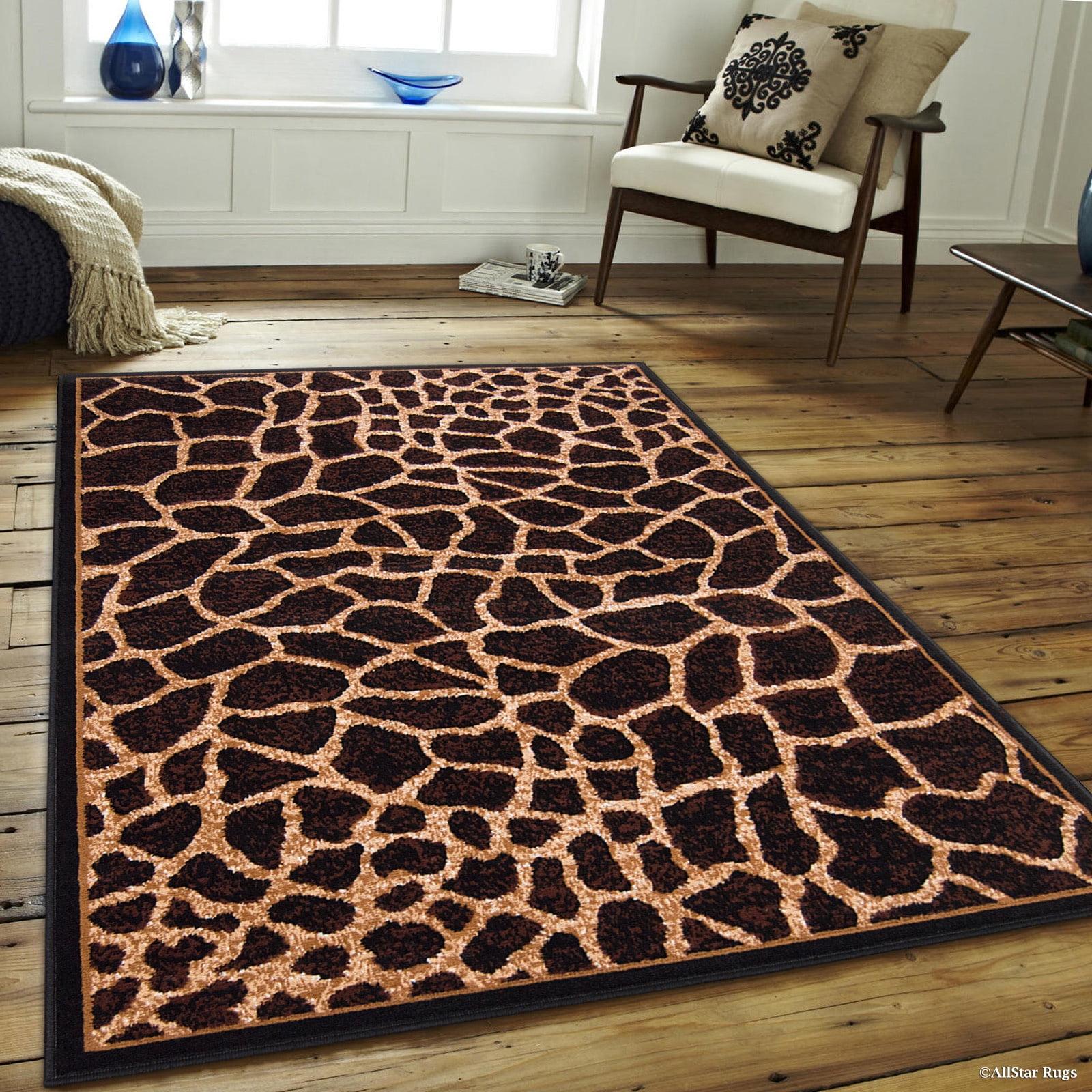 Allstar Black Woven High Quality Rug, Raw Natural Animal Skin Design Area Rug, Giraffe Skin (7' 7" x 10' 6")