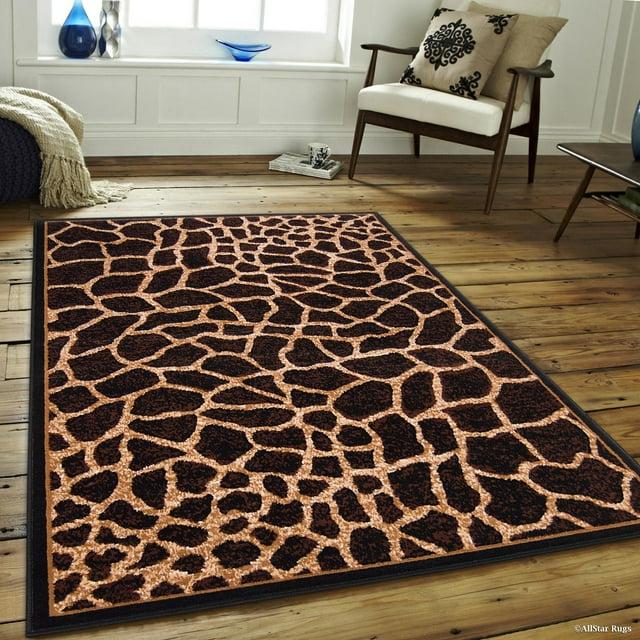 Allstar Black Woven High Quality Rug, Raw Natural Animal Skin Design Area Rug, Giraffe Skin (7' 7" x 10' 6")