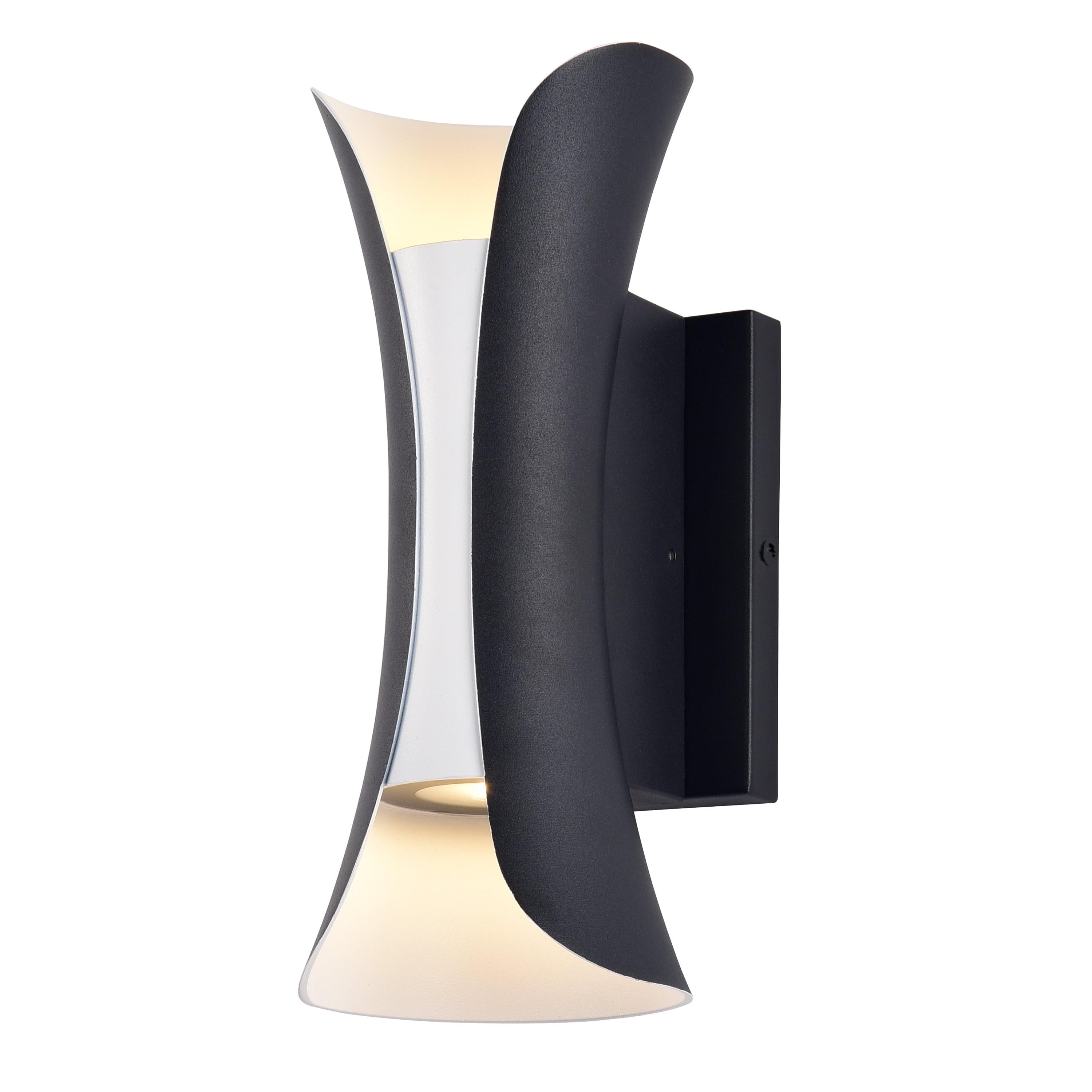 Contemporary Hourglass LED Outdoor Wall Sconce in Black and White