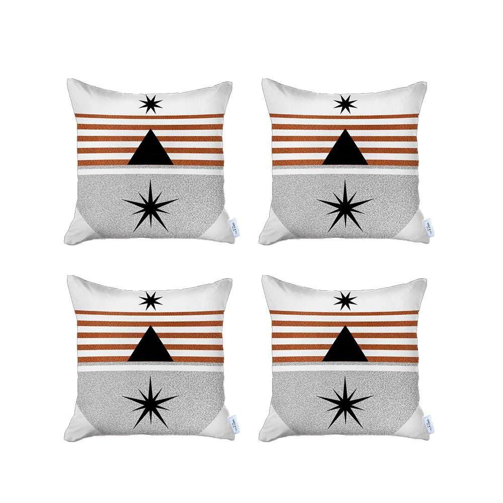 Bohemian Set of 4 Handmade Decorative Throw Pillow Abstract Jacquard 18" x 18" Multi-Color Square for Couch, Bedding
