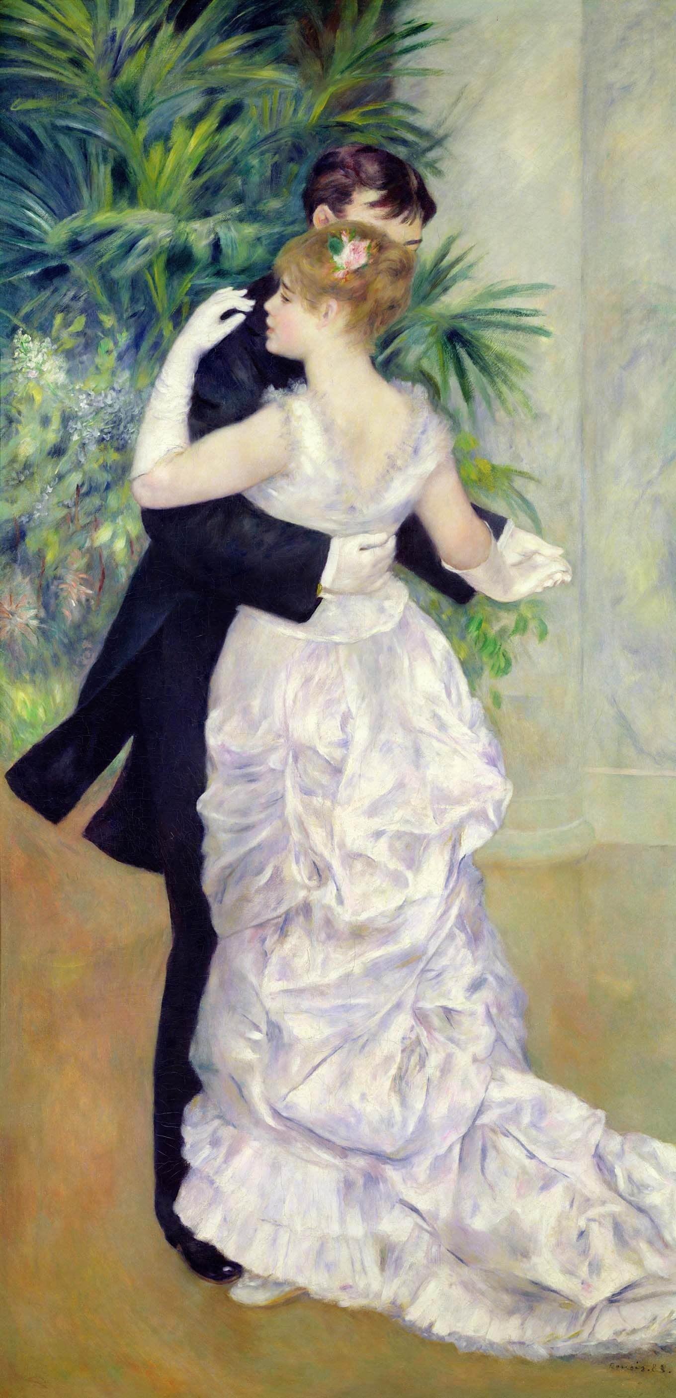 Dance in the City Glossy Poster by Pierre-Auguste Renoir