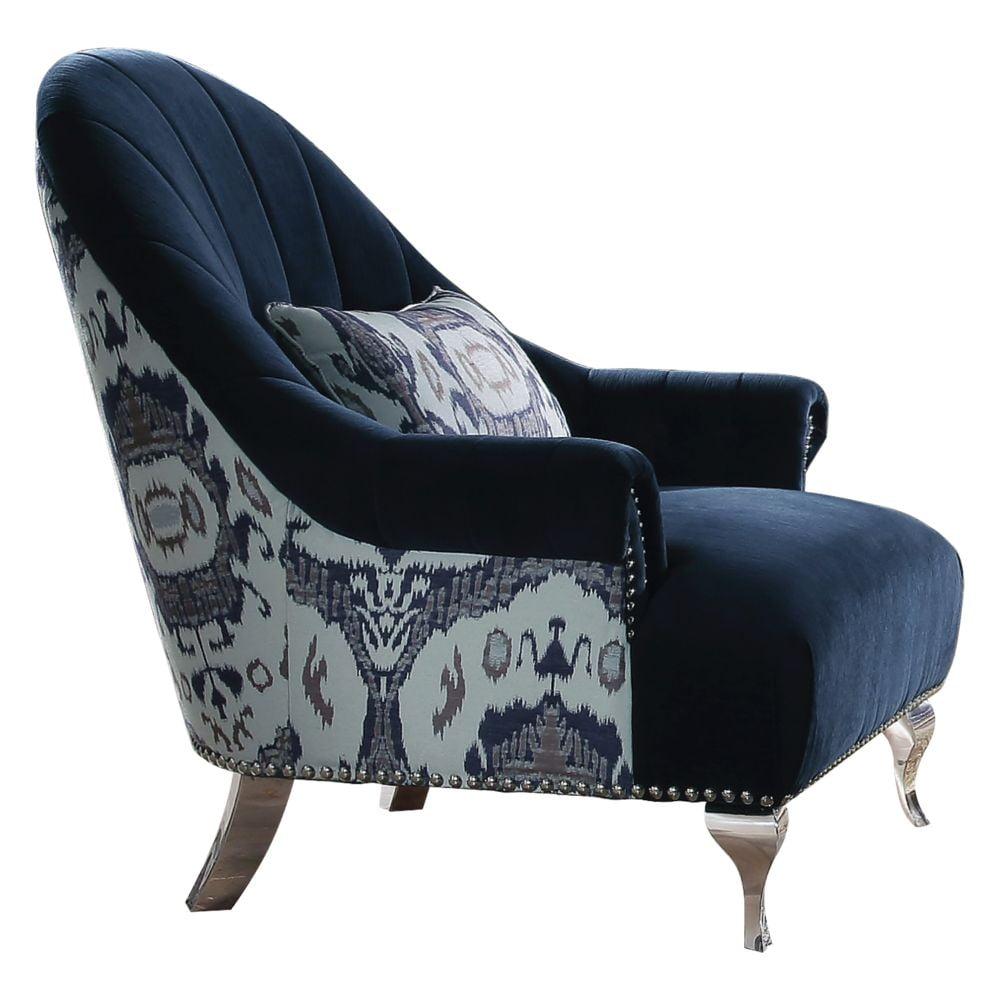 Jaborosa Blue Velvet Accent Chair with Manufactured Wood Frame