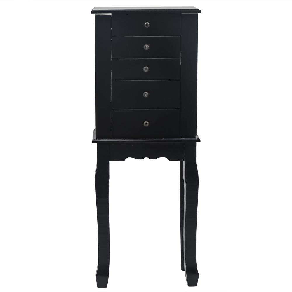 Costway Jewelry Cabinet Storage Chest Standing Organizer Mirror Black
