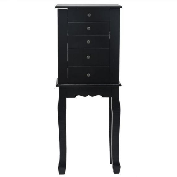 Costway Jewelry Cabinet Storage Chest Standing Organizer Mirror Black