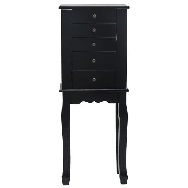 Costway Jewelry Cabinet Storage Chest Standing Organizer Mirror Black