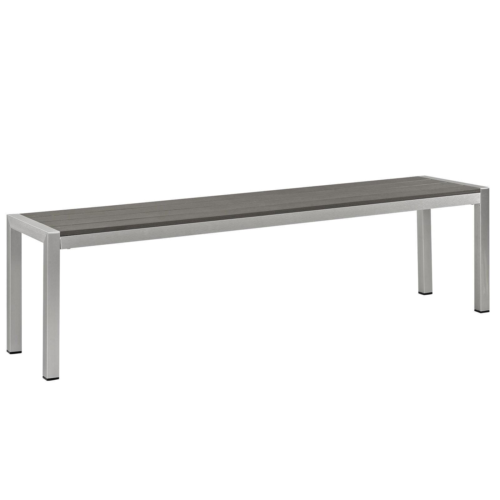 Sleek Minimalist Industrial Silver Gray Aluminum Outdoor Bench