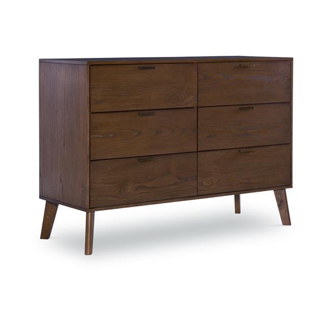 Mid-Century Modern Double Dresser in Walnut with Bronze Hardware