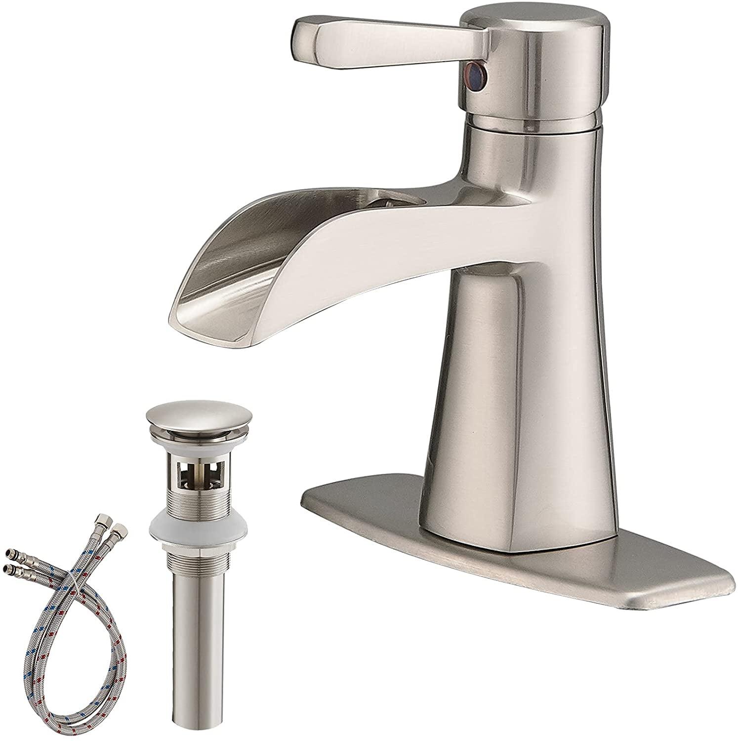 Elegant Brushed Nickel Waterfall Single-Handle Bathroom Faucet