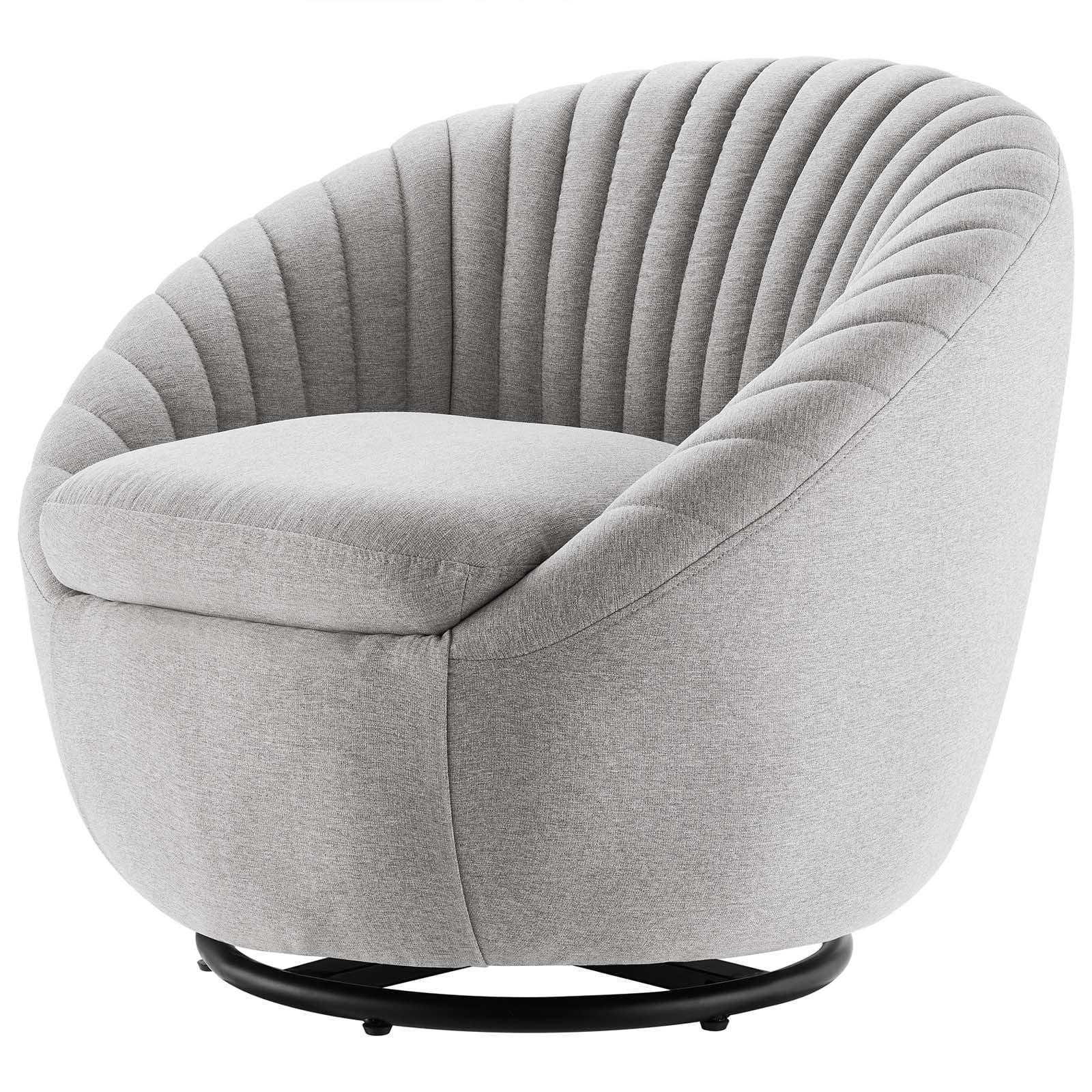 Eclipse Swivel Accent Chair in Black and Light Gray with Manufactured Wood Base