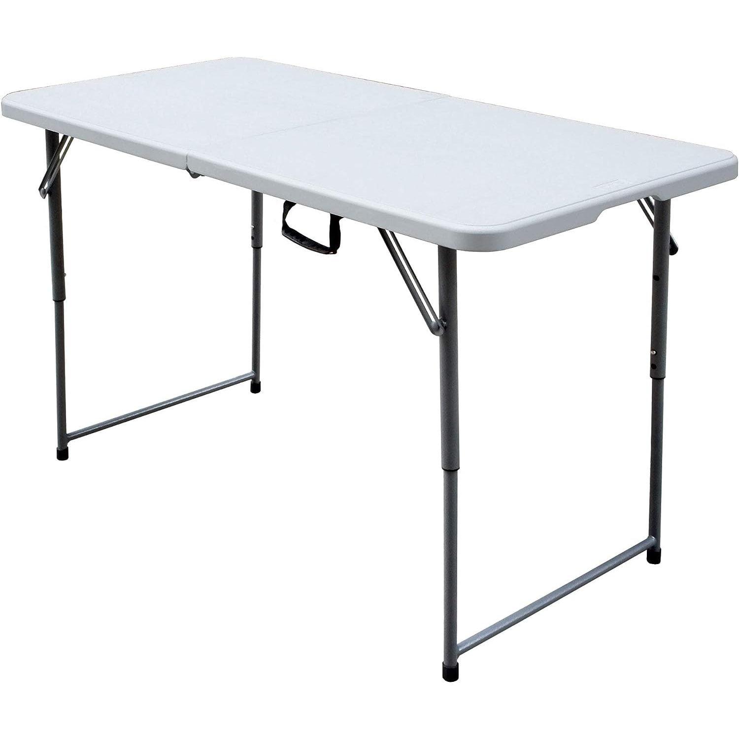 White 4-Foot Foldable Utility Table with Steel Legs