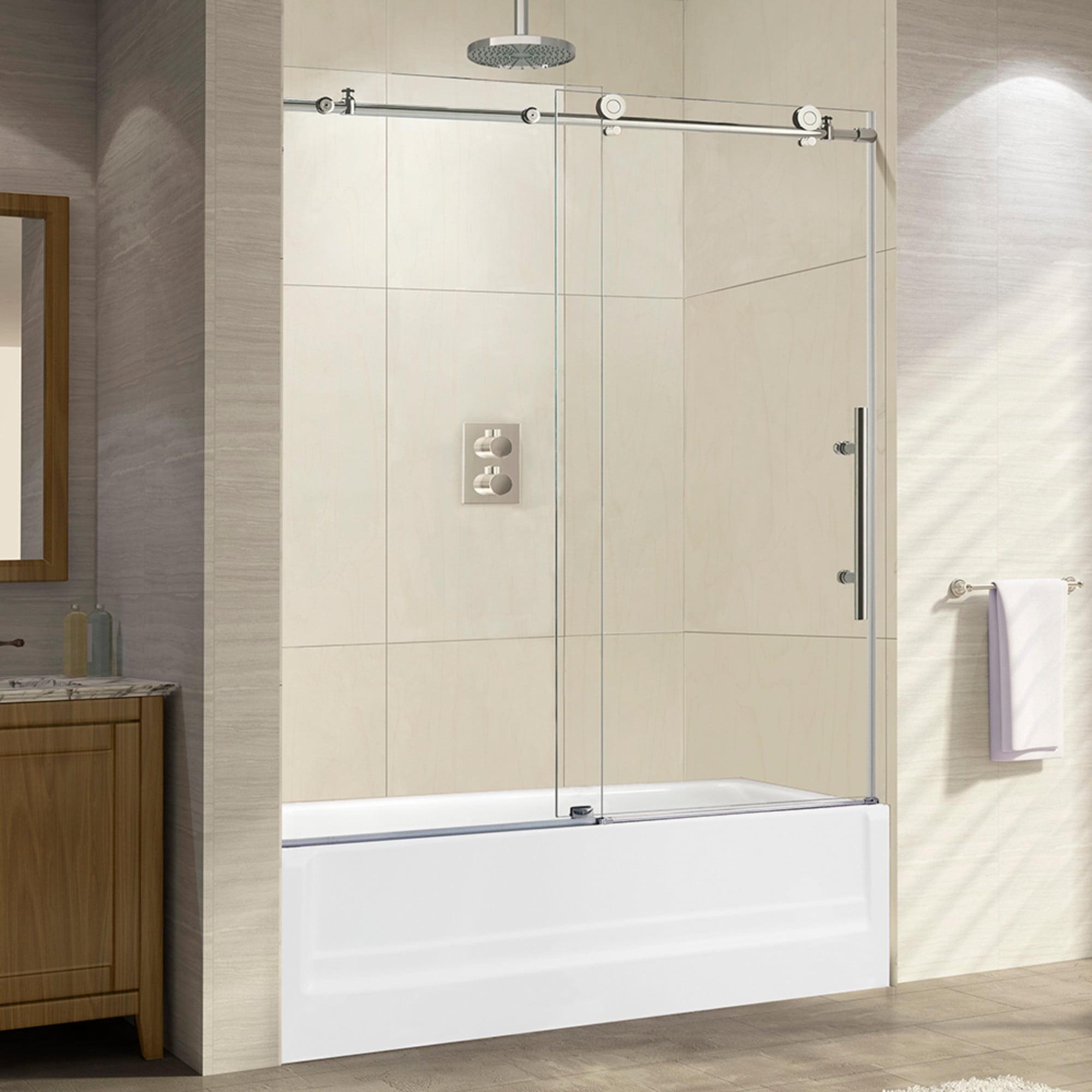 56"-60" W x 62" H Single Sliding Frameless Bathtub Door with 3/8"(10mm) Clear Tempered Glass