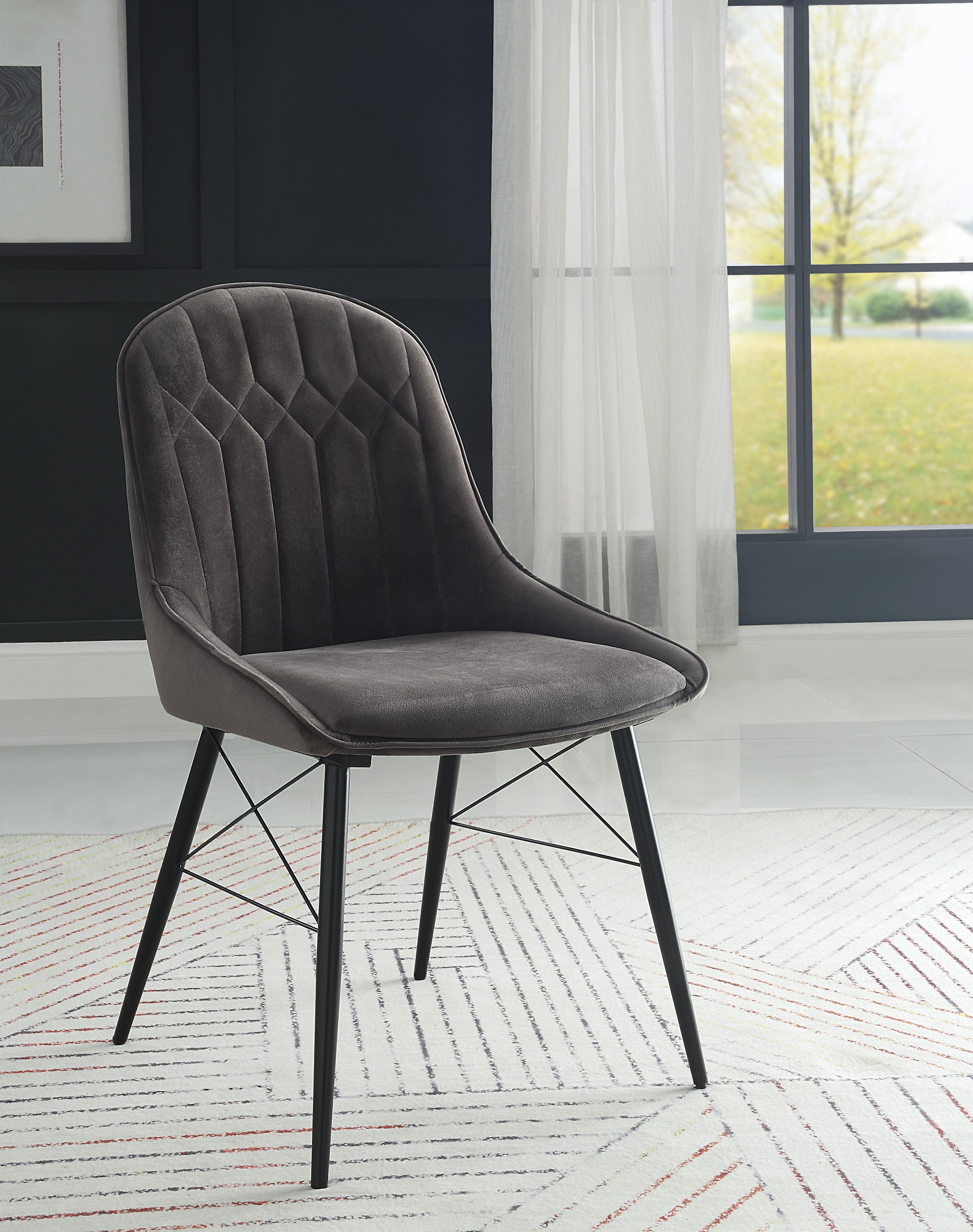 Elegant Gray Upholstered Side Chair with Metal Tapered Legs
