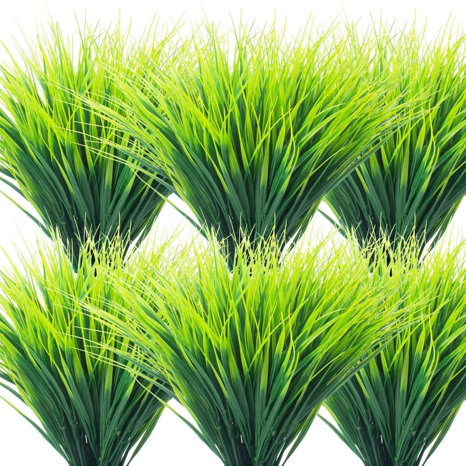 20 Bundles Artificial Outdoor Plants, Fake Wheat Grass Greenery Shrubs UV Resistant Faux Plastic Plants Garden Porch Window Box Décor (Grass)