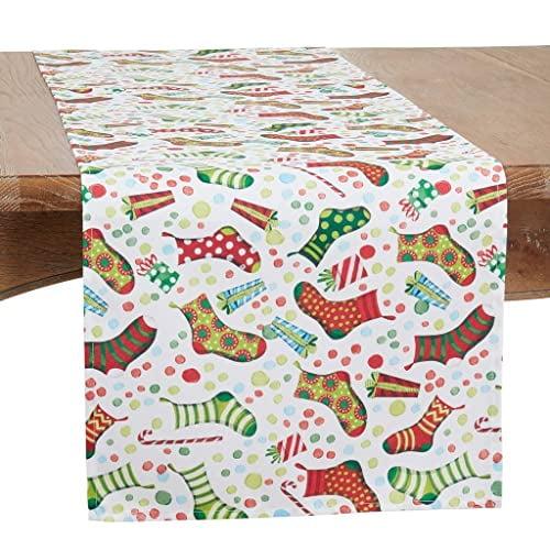 Saro Lifestyle Christmas Stockings Holiday Table Runner