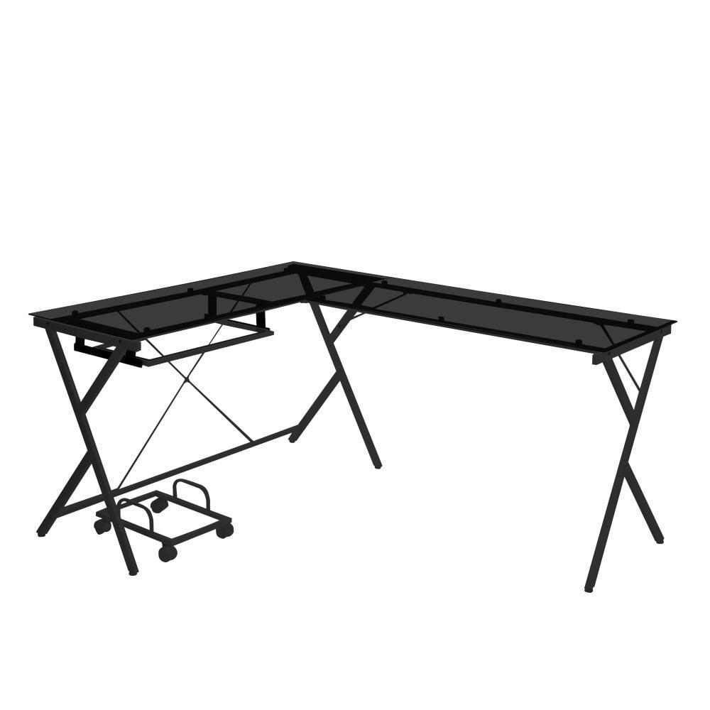 Dazenus Computer Desk in Black Glass & Black Finish OF00046