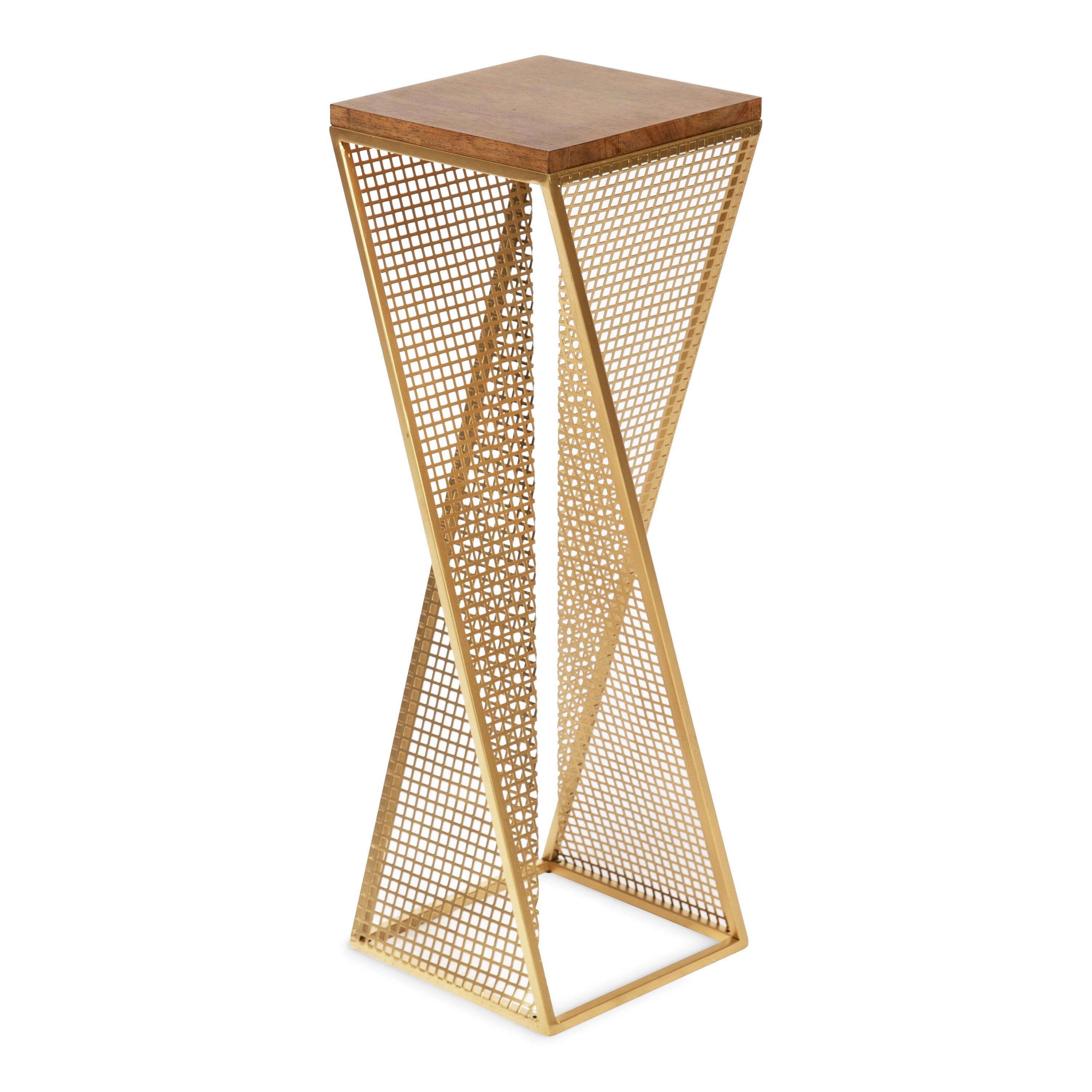 Kate and Laurel Elita Wood and Metal Pedestal End Table