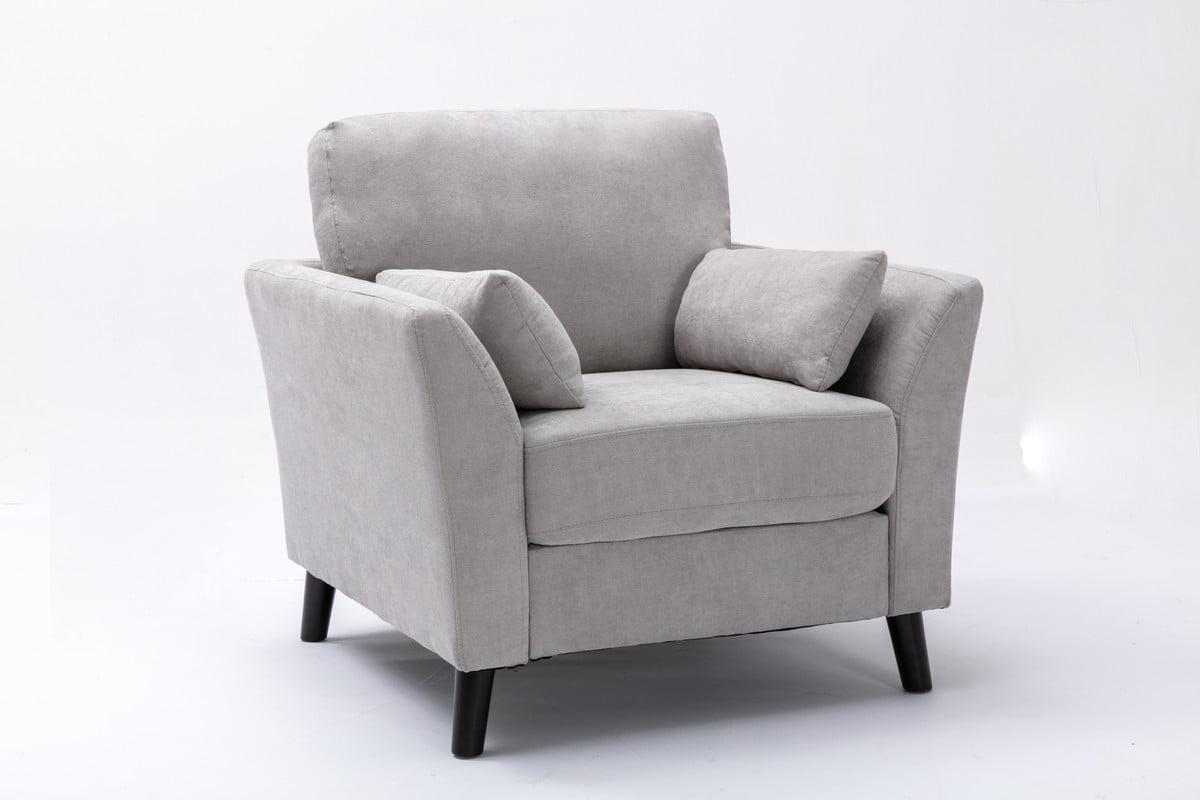 Elegant Light Gray Velvet and Linen Accent Chair