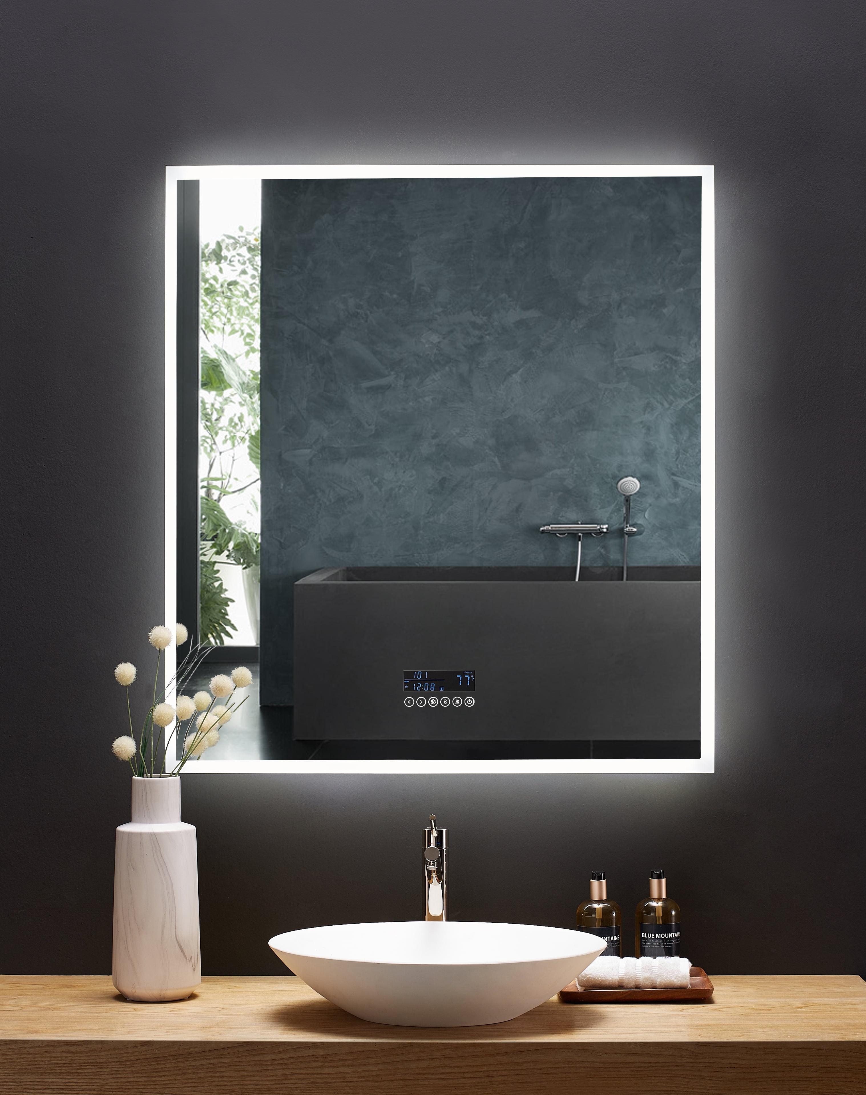 Immersion 40"x36" Frameless LED Bathroom Vanity Mirror with Bluetooth and Defogger