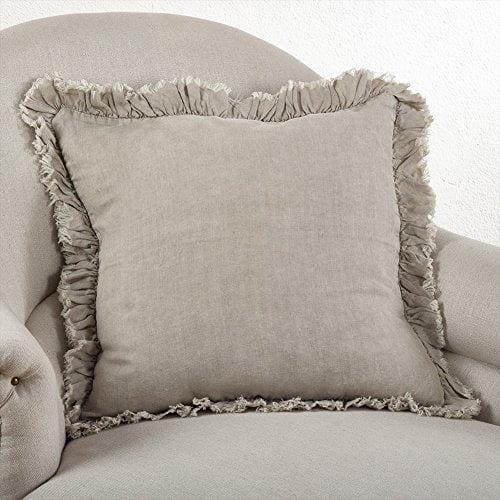 Leona Ruffled Linen Reversible Throw Pillow