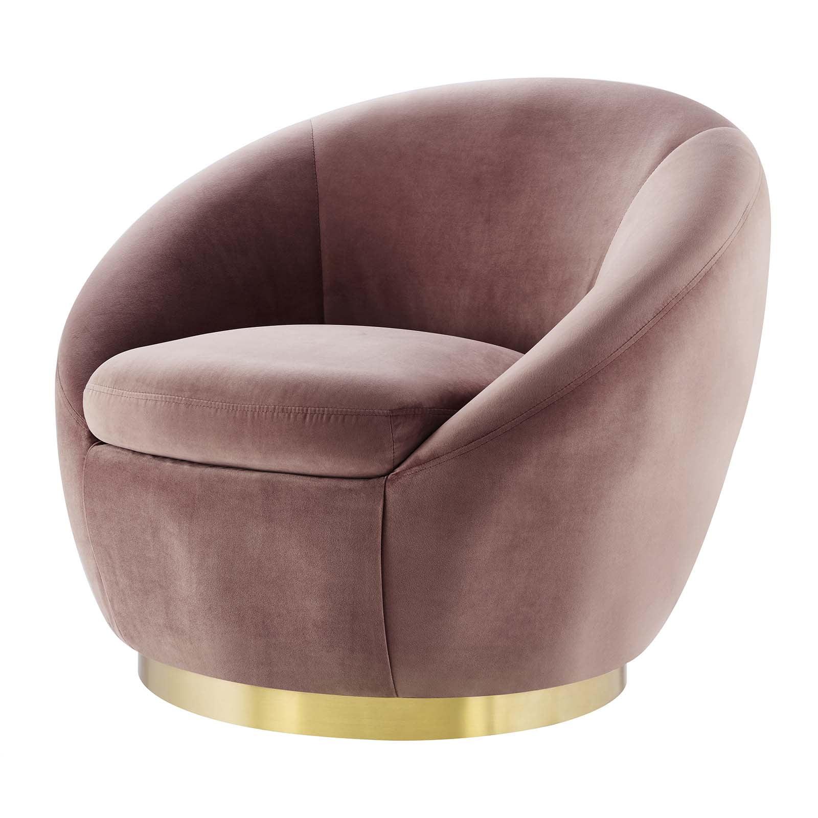 Rosalind Gold Pink Velvet 34" Swivel Accent Chair