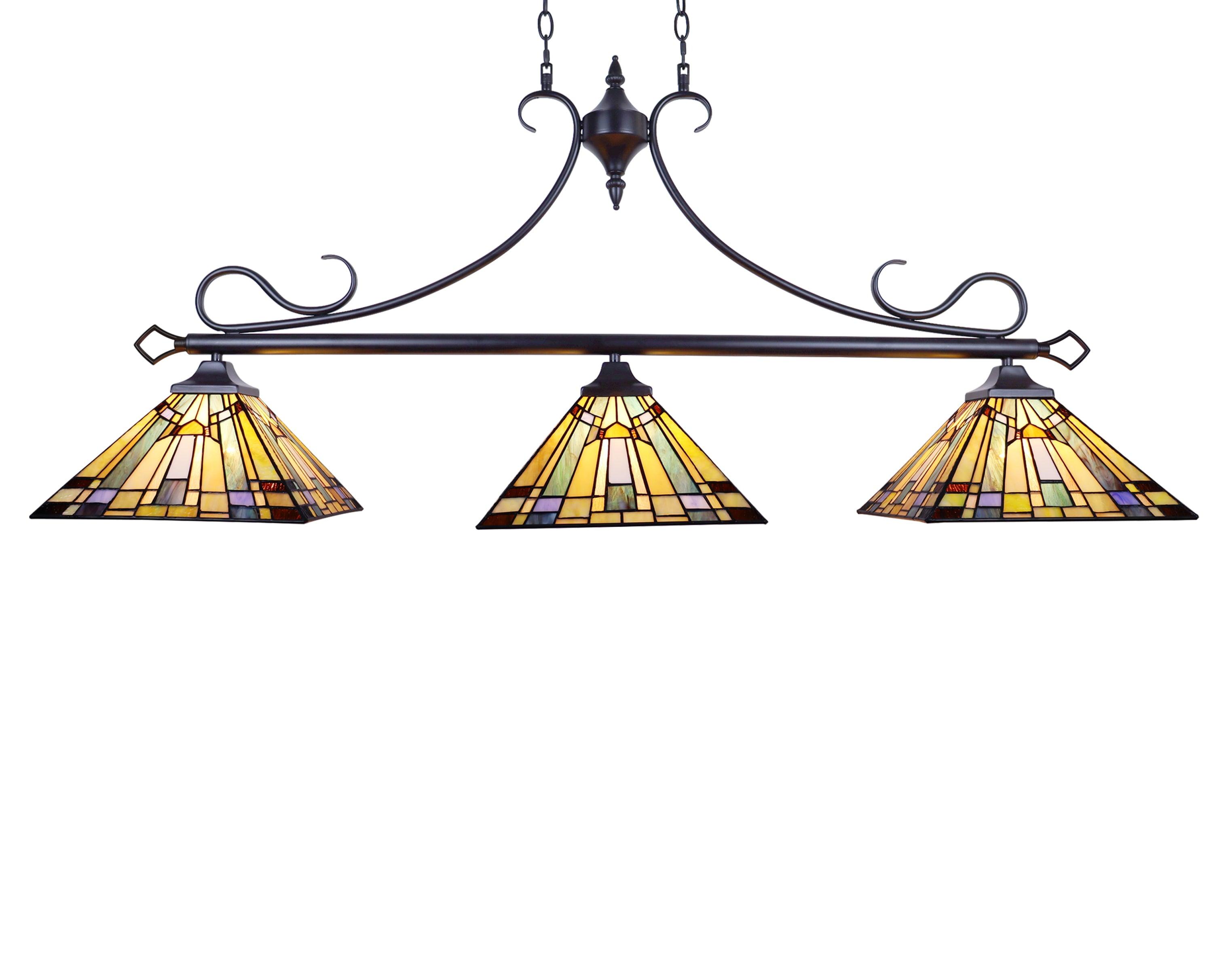 Kinsey Mission-Style Blackish Bronze 3-Light Island Pendant, 47" Wide