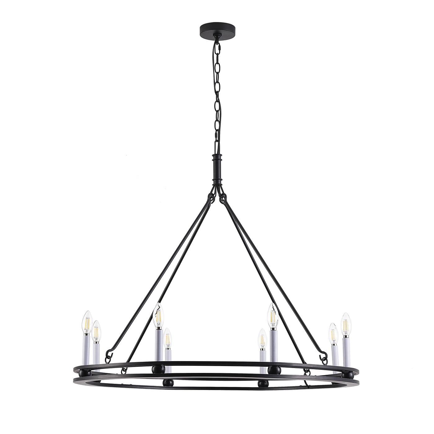 Black Metal Adjustable Candle Chandelier with 8 Lights