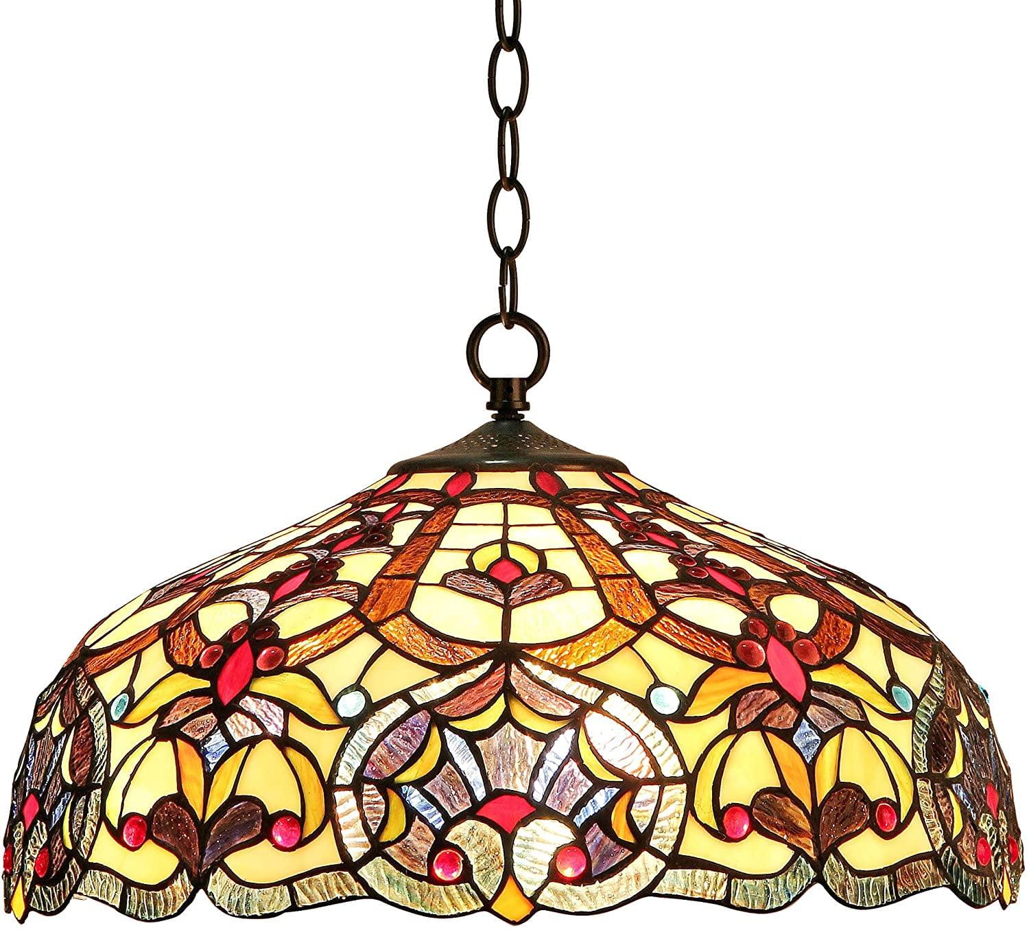 Sadie Victorian 18" Bronze and Glass Ceiling Pendant Light