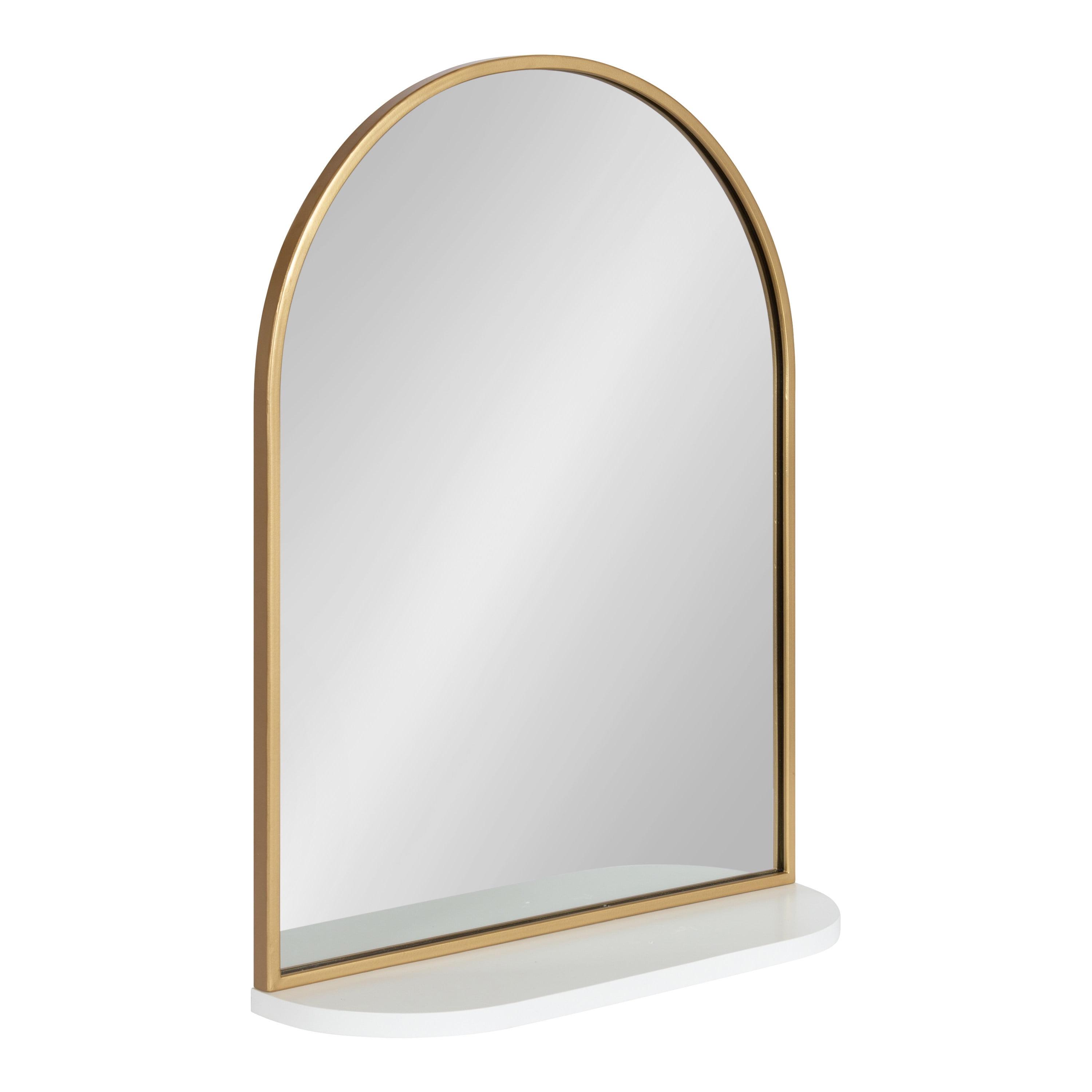 Kate and Laurel Schuyler Arch Wall Mirror with Shelf, 20x28, White