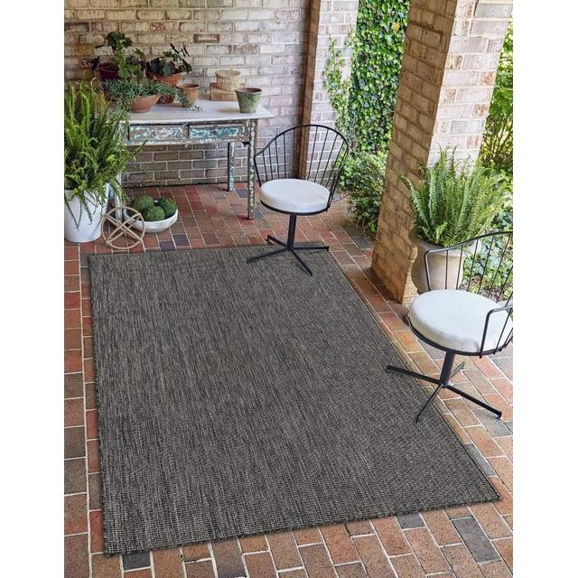 Unique Loom 5' 1 x 8' 0 Rectangle Indoor/Outdoor Solid Black Area Rug