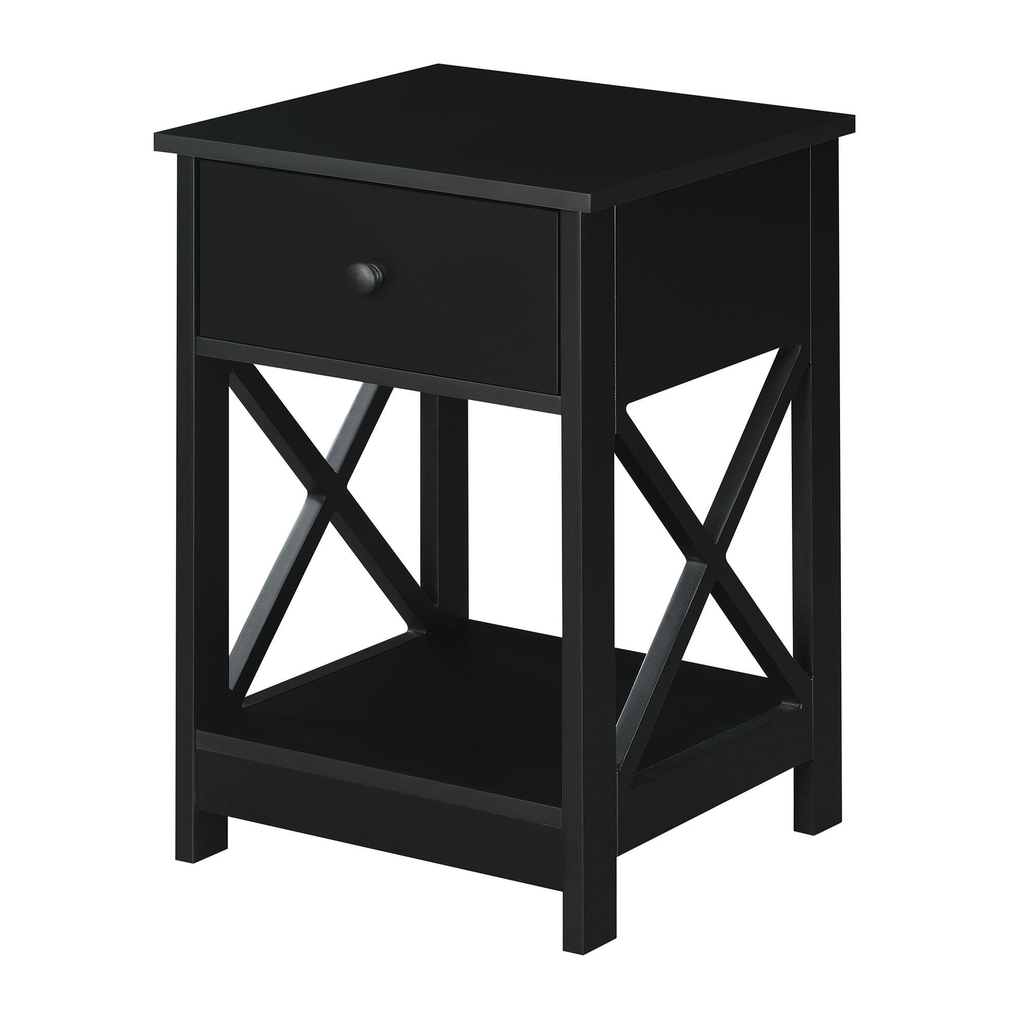 Oxford 16'' Black Square MDF End Table with Storage