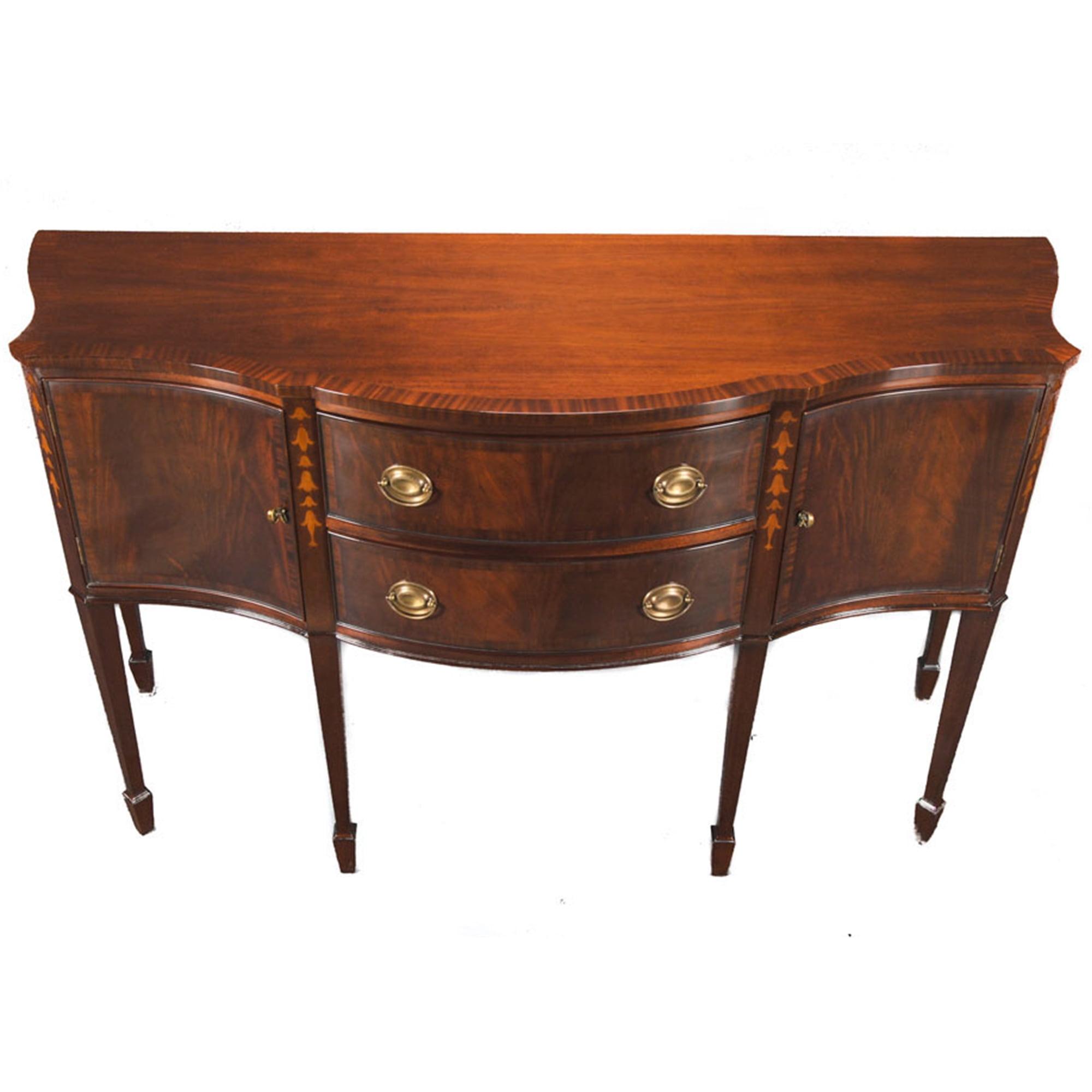 Serpentine Mahogany Sideboard with Bronze Hardware and Sapele Banding