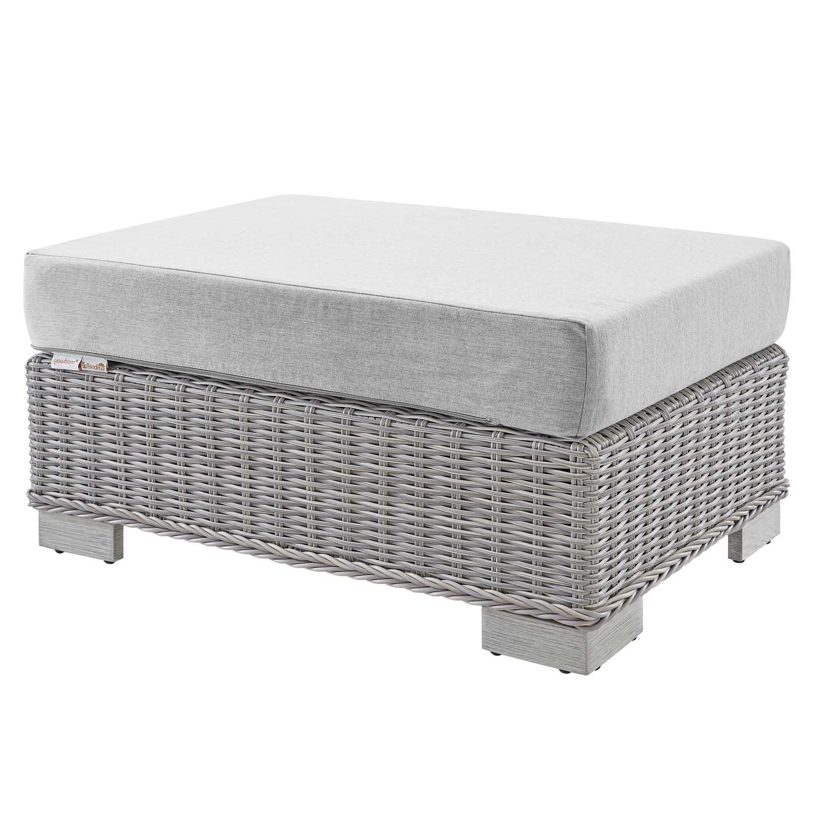 Conway 32" Light Gray Wicker Rattan Outdoor Ottoman