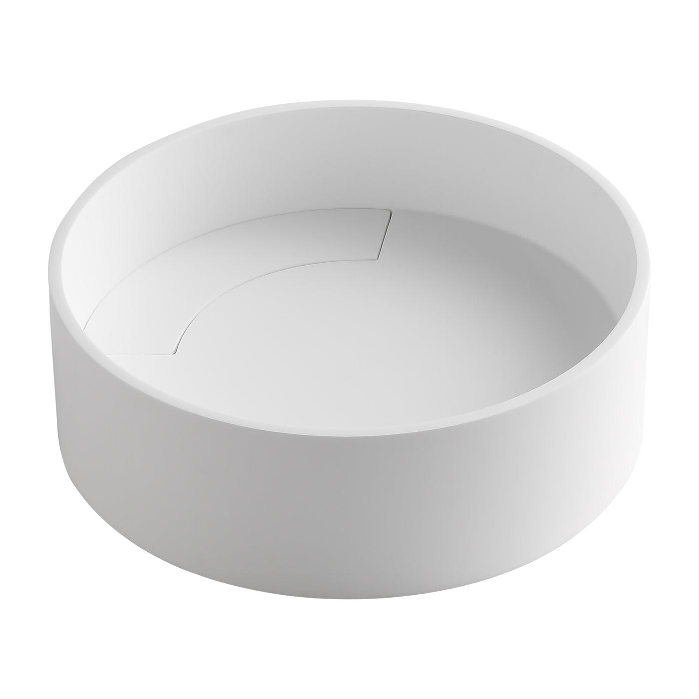 Matte White Round Acrylic Above-Counter Vessel Sink