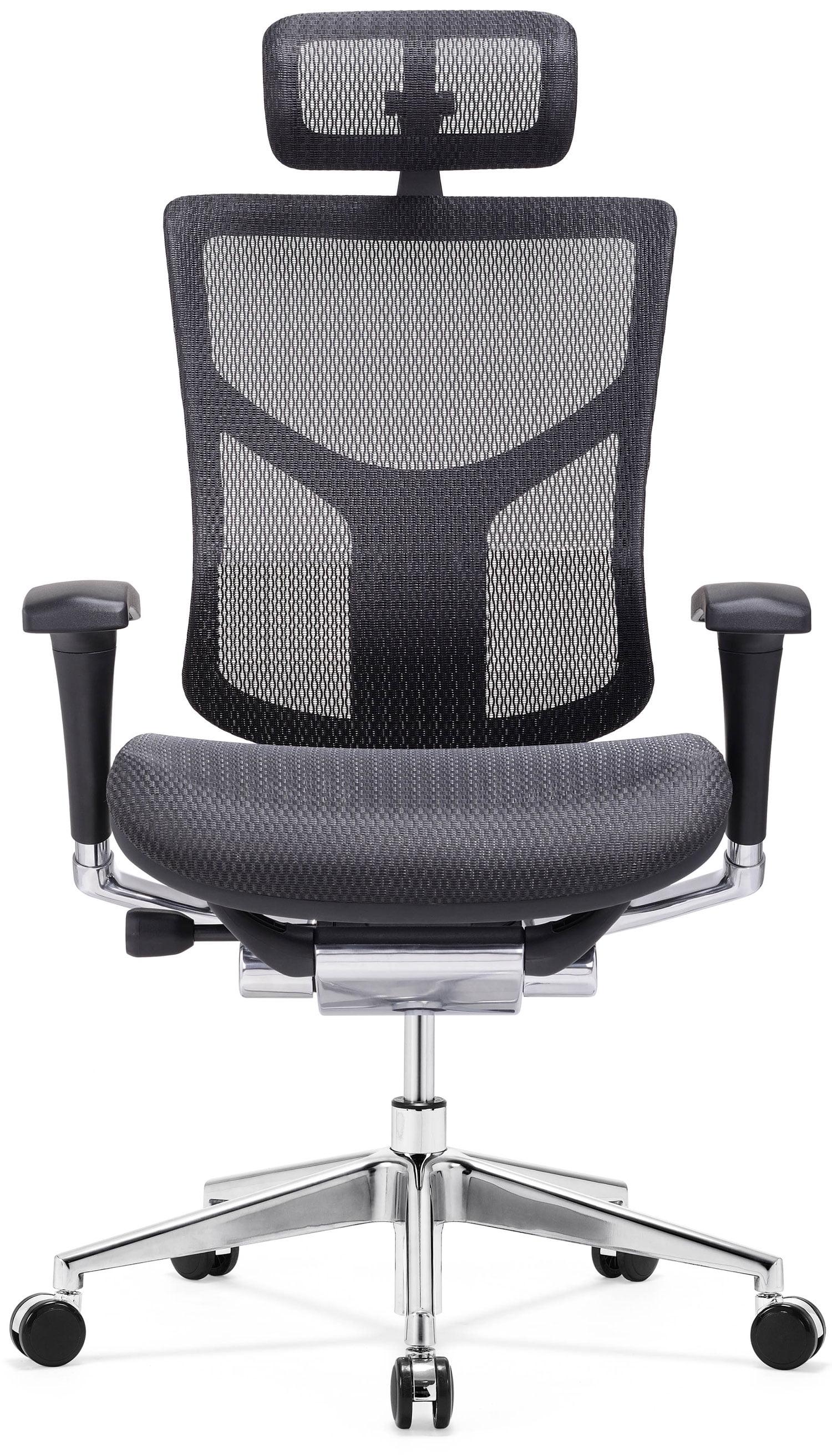 High-Back Mesh Executive Office Chair with Adjustable Arms, Black and Chrome