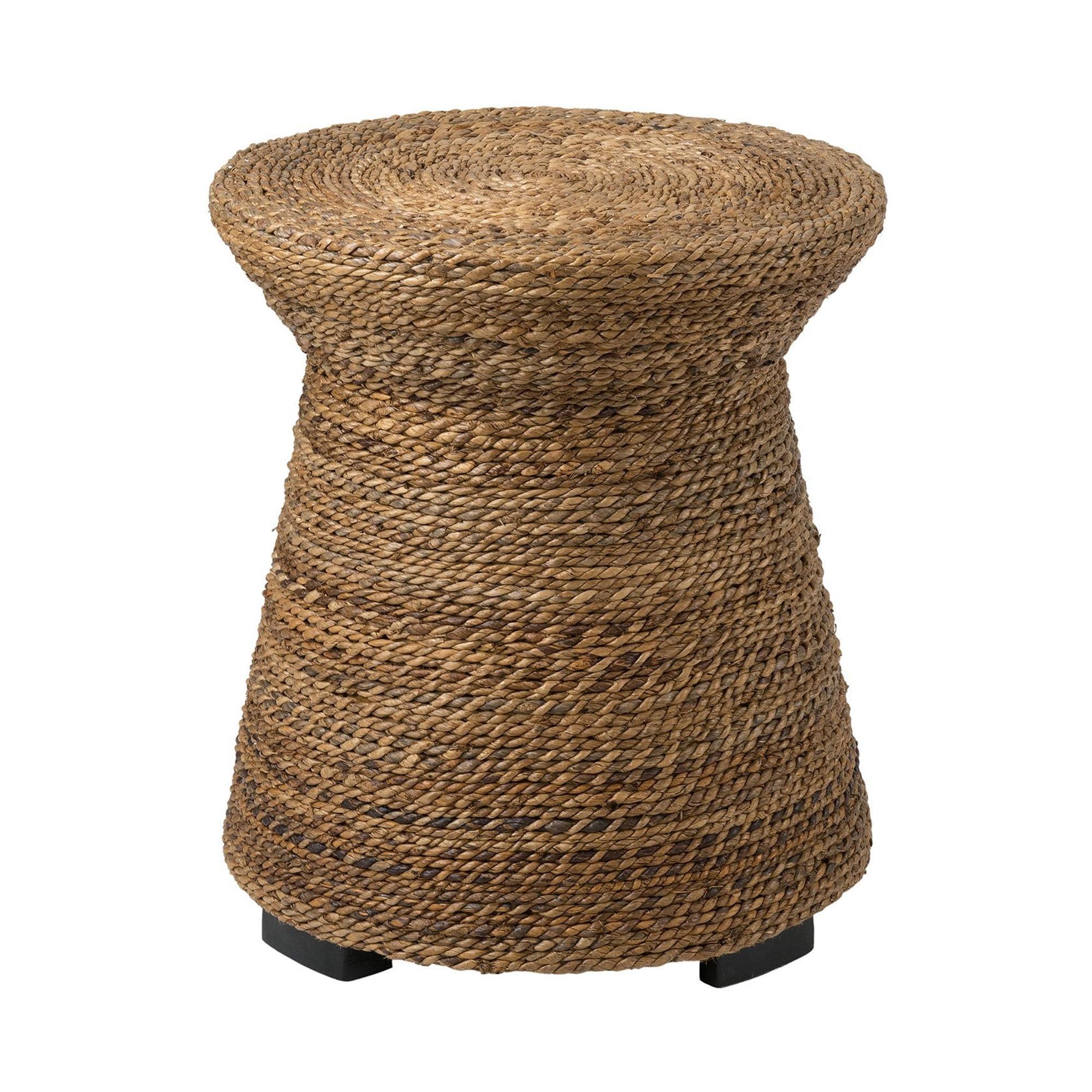 Kenton Handwoven Natural Abaca Hourglass Accent Table