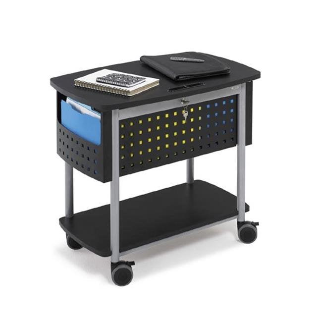 Black and Silver Mobile File Cart with Locking Worksurface