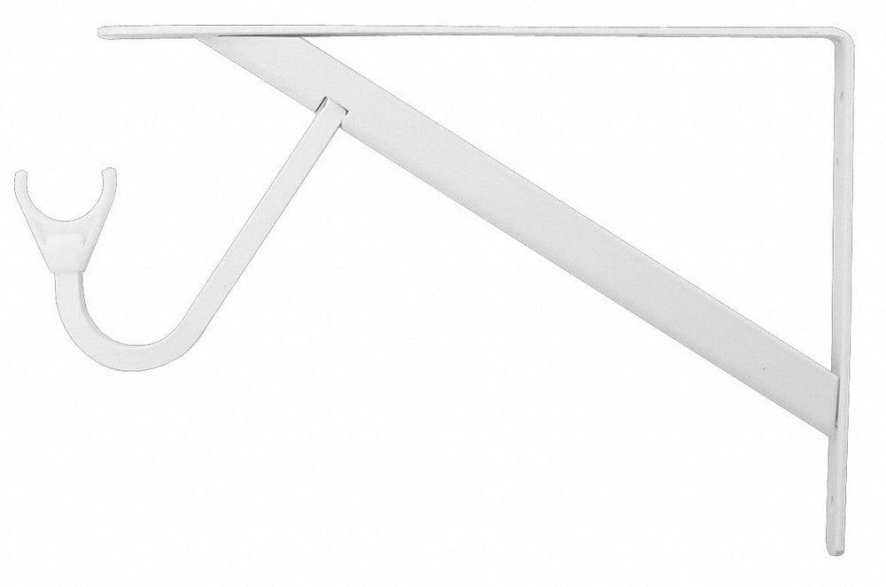 Max Duty 11'' White Steel Shelf and Rod Bracket with Snap-in Hook