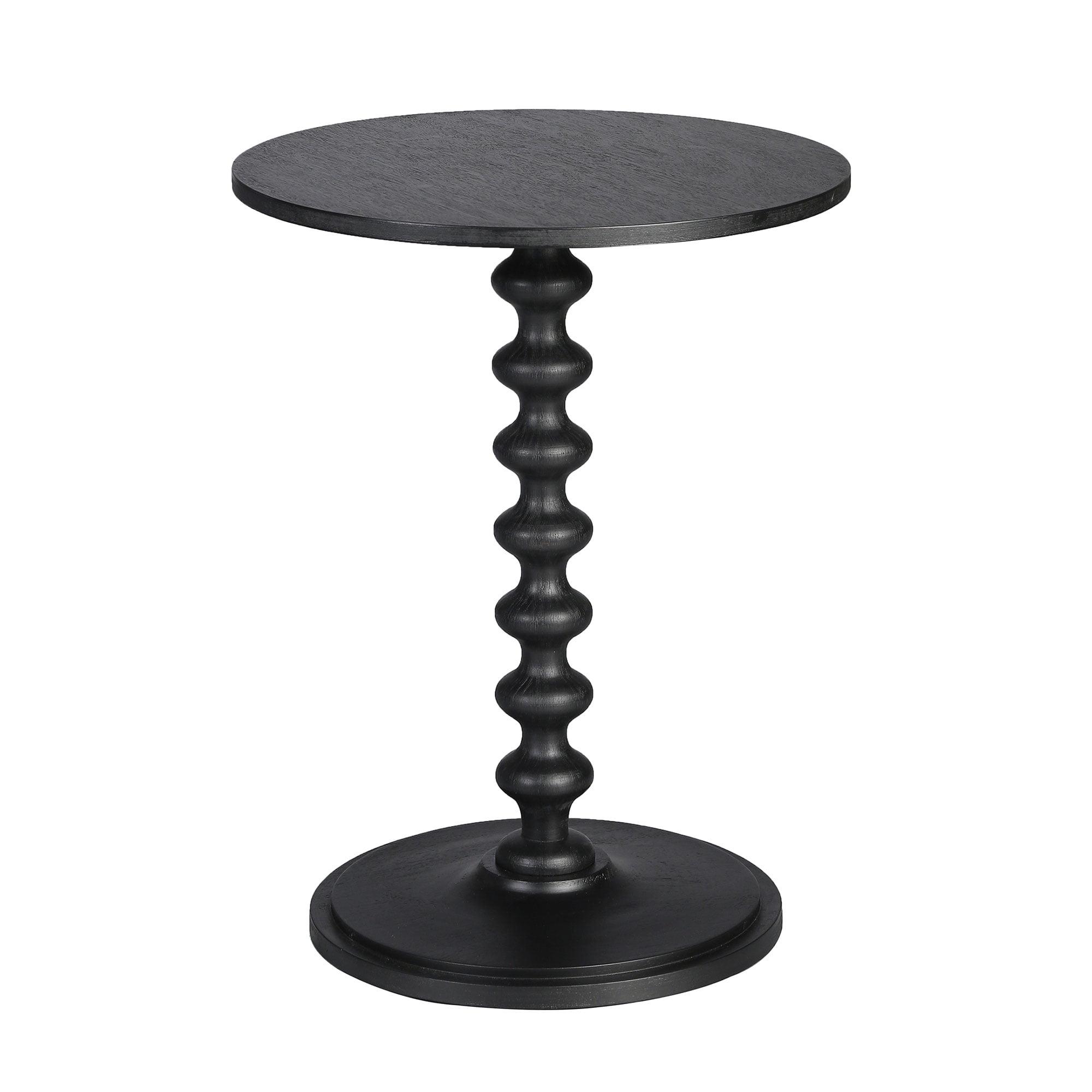 Storied Home Bishop Pedestal Cocktail Side Accent Table Black: Round Acacia Wood, No Tools Assembly, 25" Height