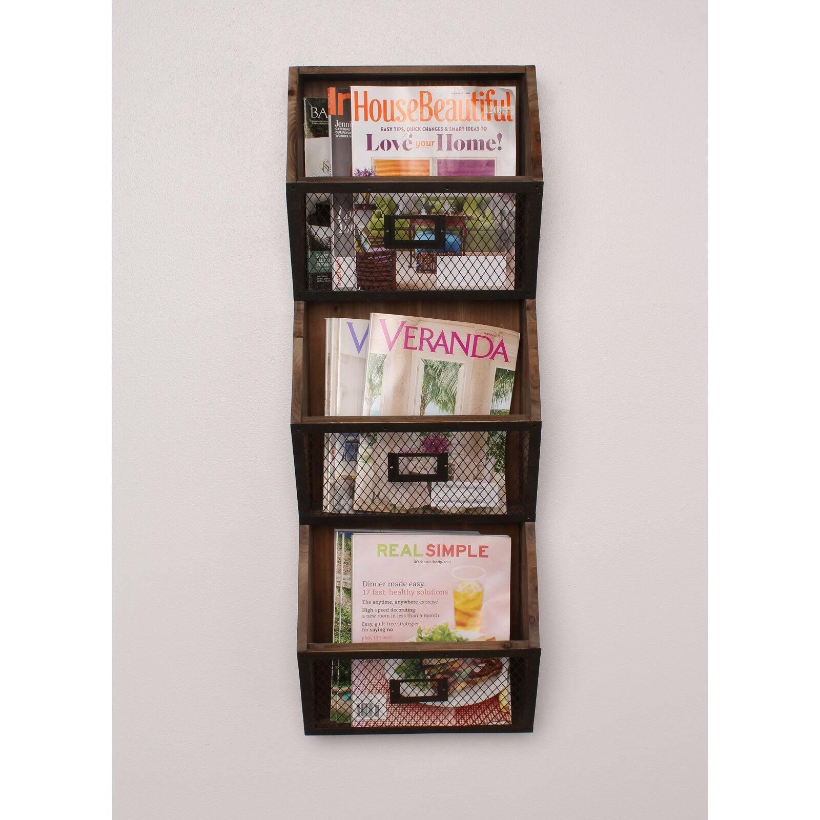 Burdock Rustic Brown Wood and Metal Wall Organizer