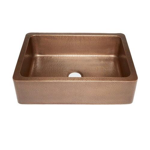 Lange Copper 30" Single Bowl Farmhouse Apron Front Undermount Kitchen Sink