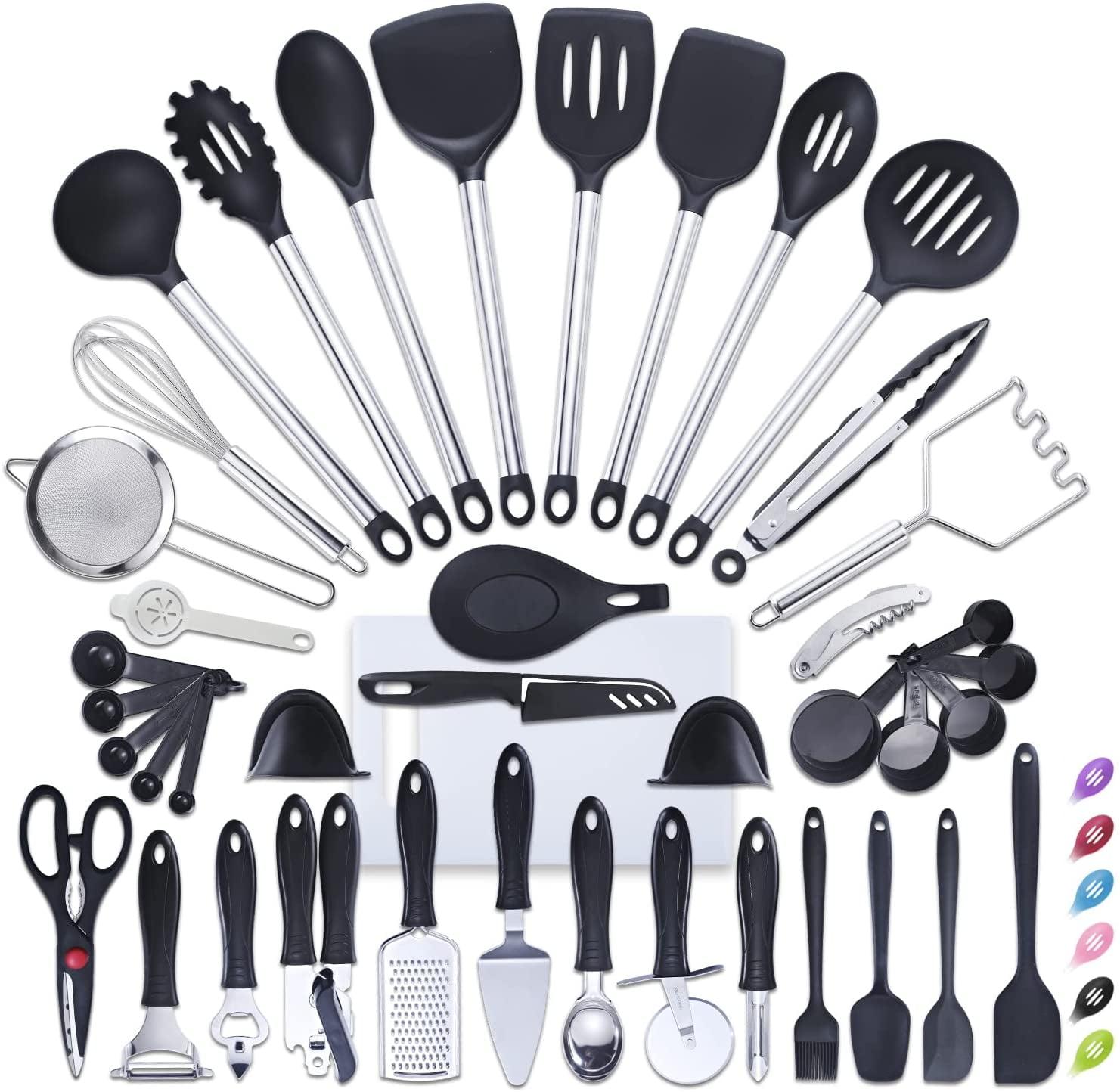 42-Piece Black Nylon and Stainless Steel Kitchen Utensil Set