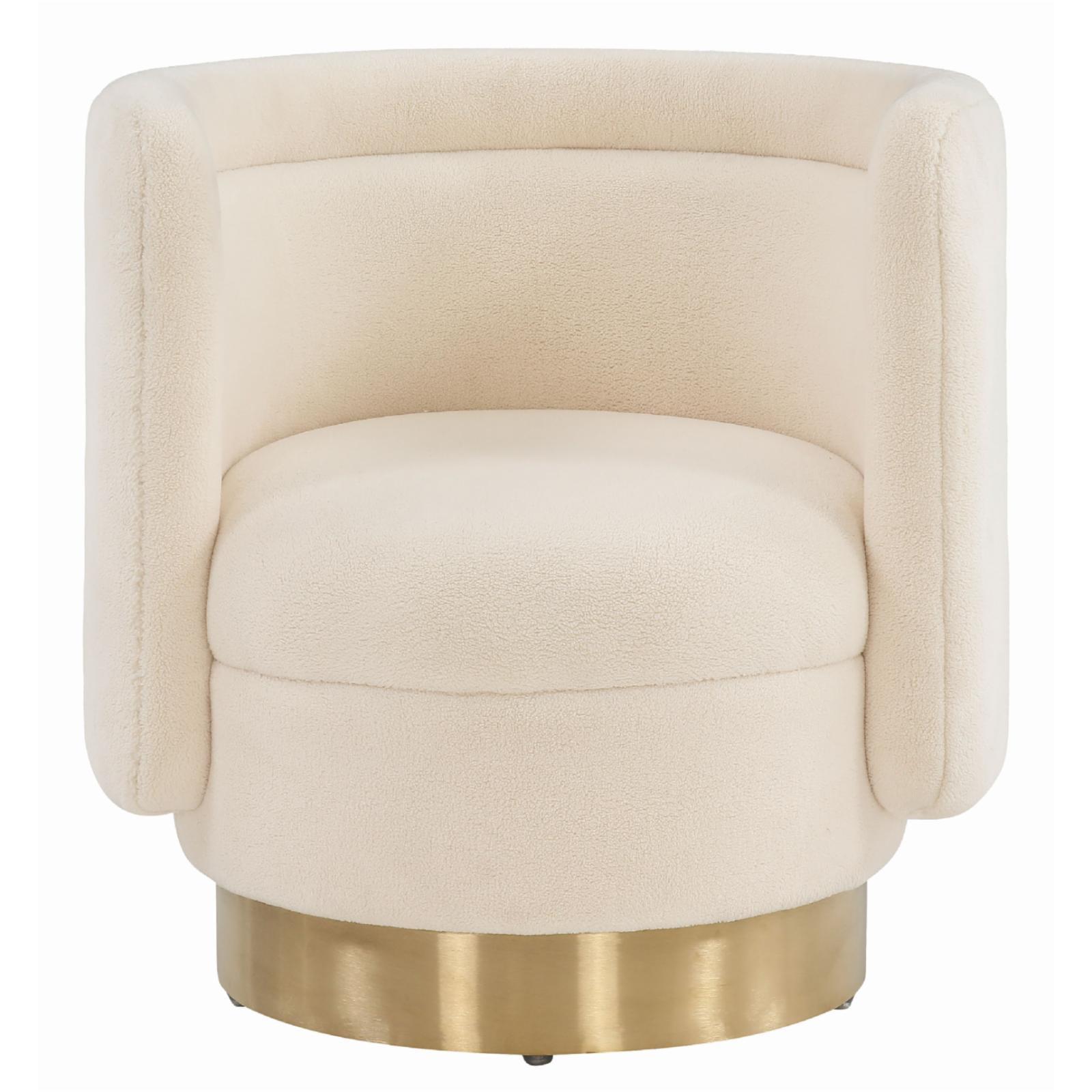 Ivory Gold 32" Swivel Accent Chair with Wood Base